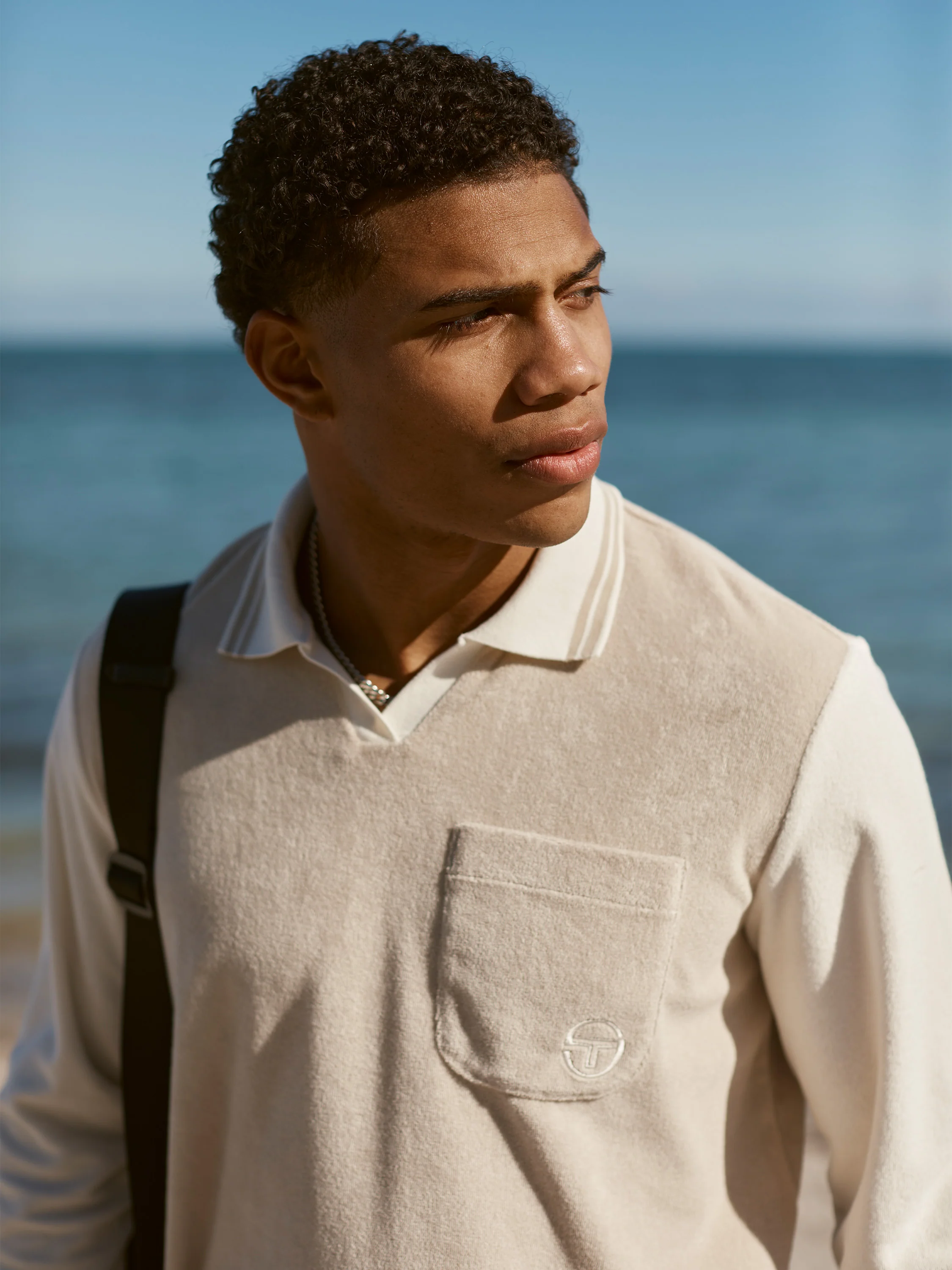 Alvar Long Sleeve Polo- Fog - Image 3