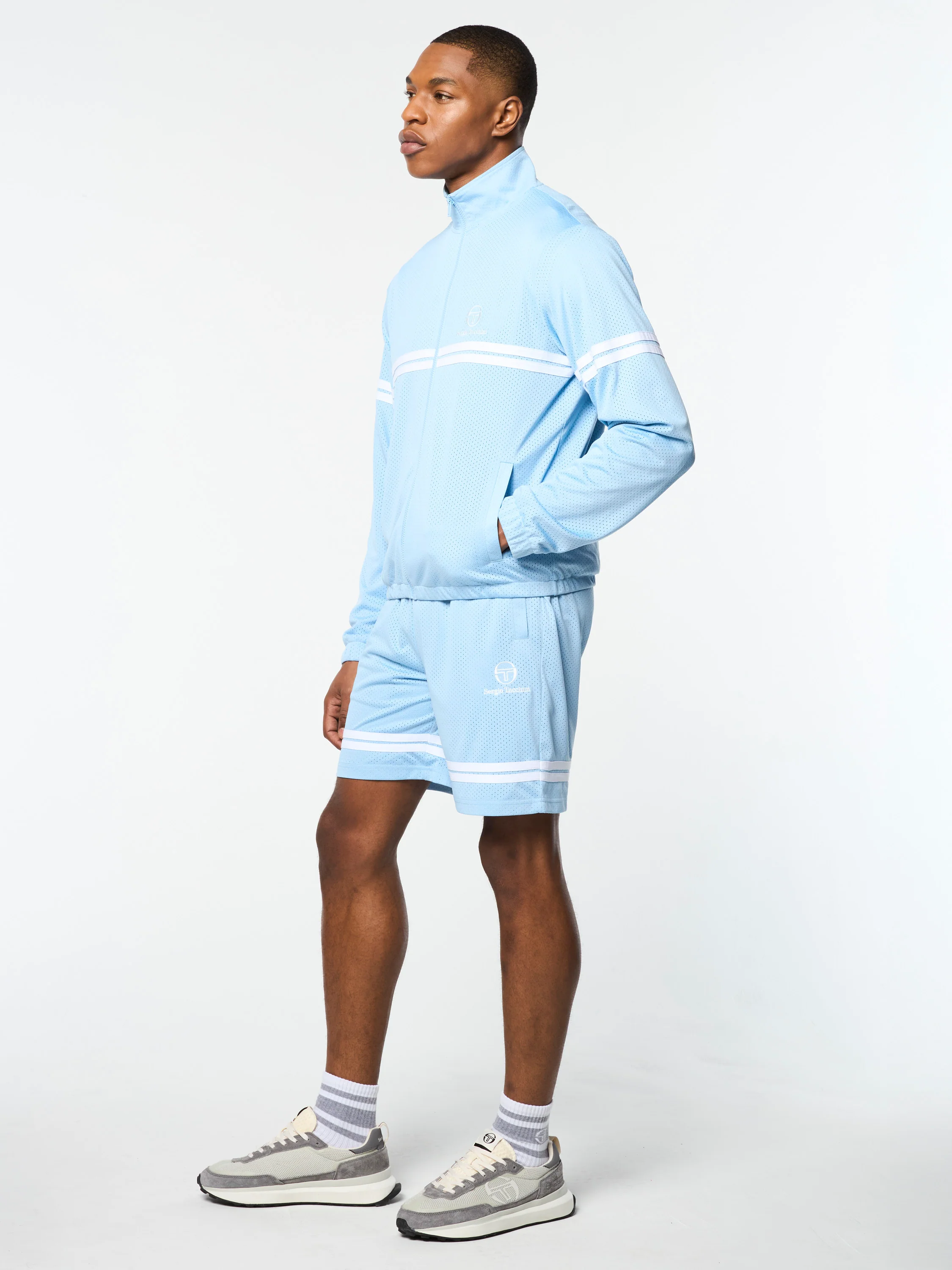 Arturo Mesh Track Jacket- Dutch Canal/ White - Image 6