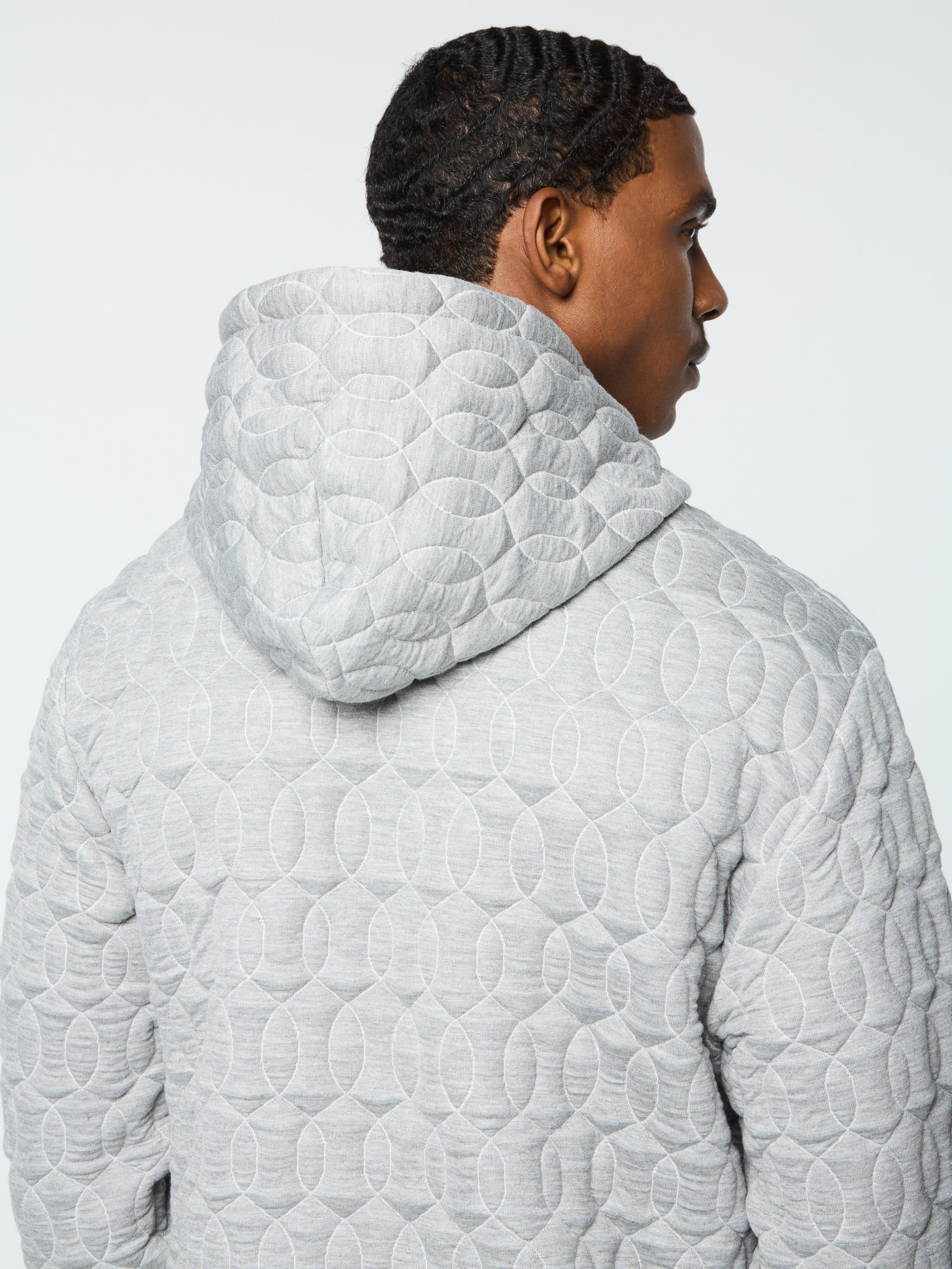 Aversa Quilted Hoodie- Light Heather Grey - Image 7