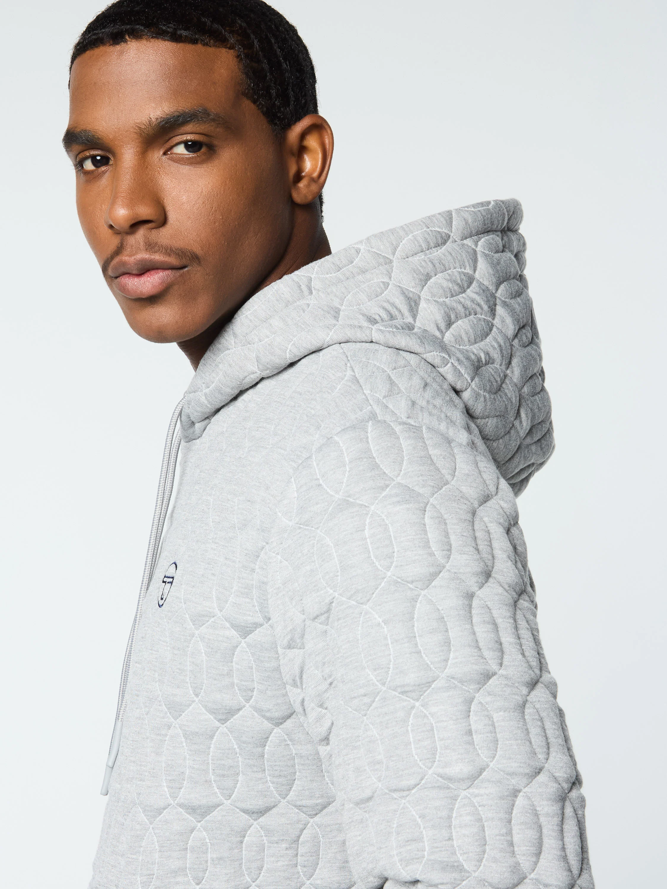 Aversa Quilted Hoodie- Light Heather Grey - Image 8