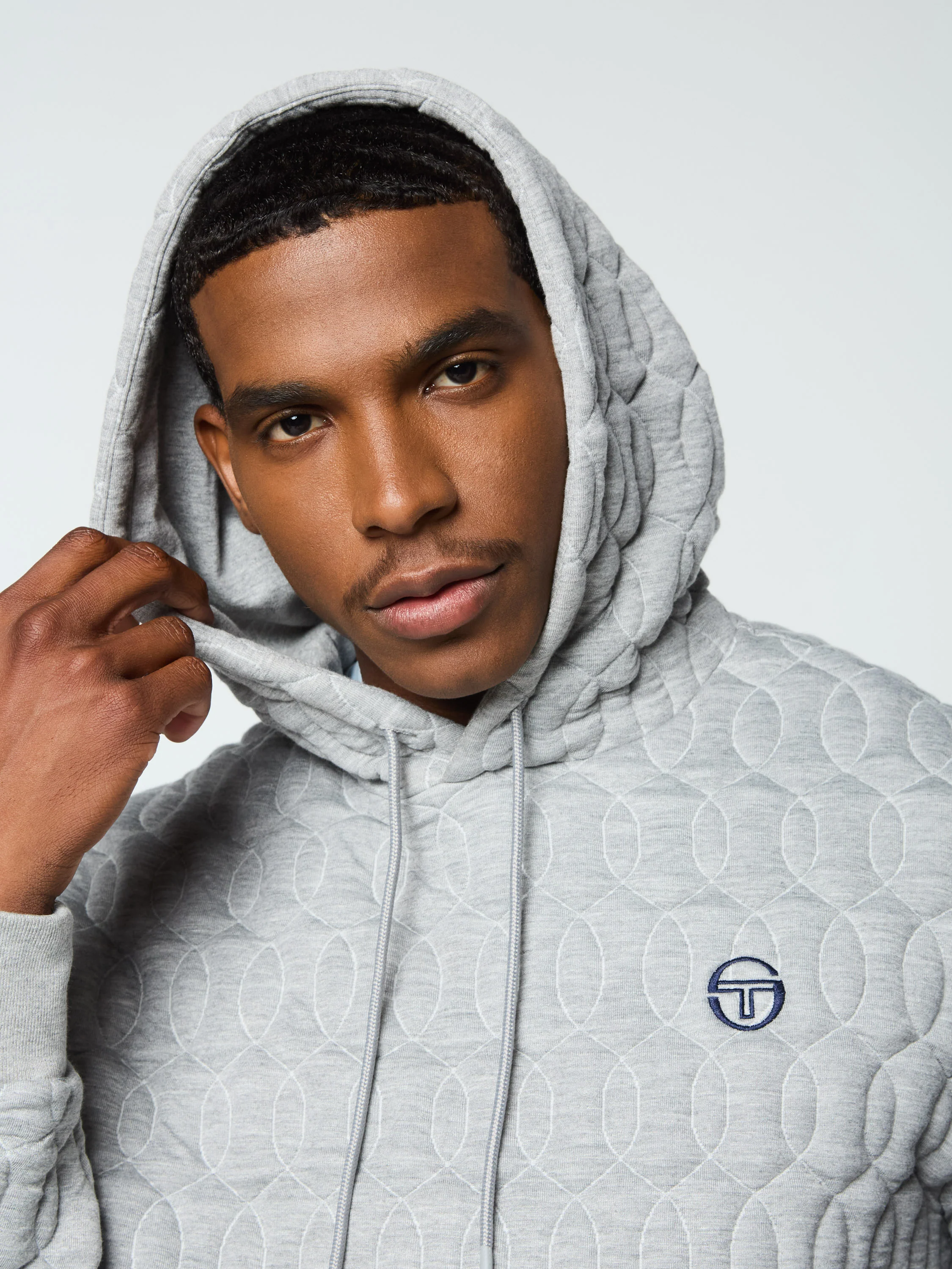 Aversa Quilted Hoodie- Light Heather Grey - Image 9