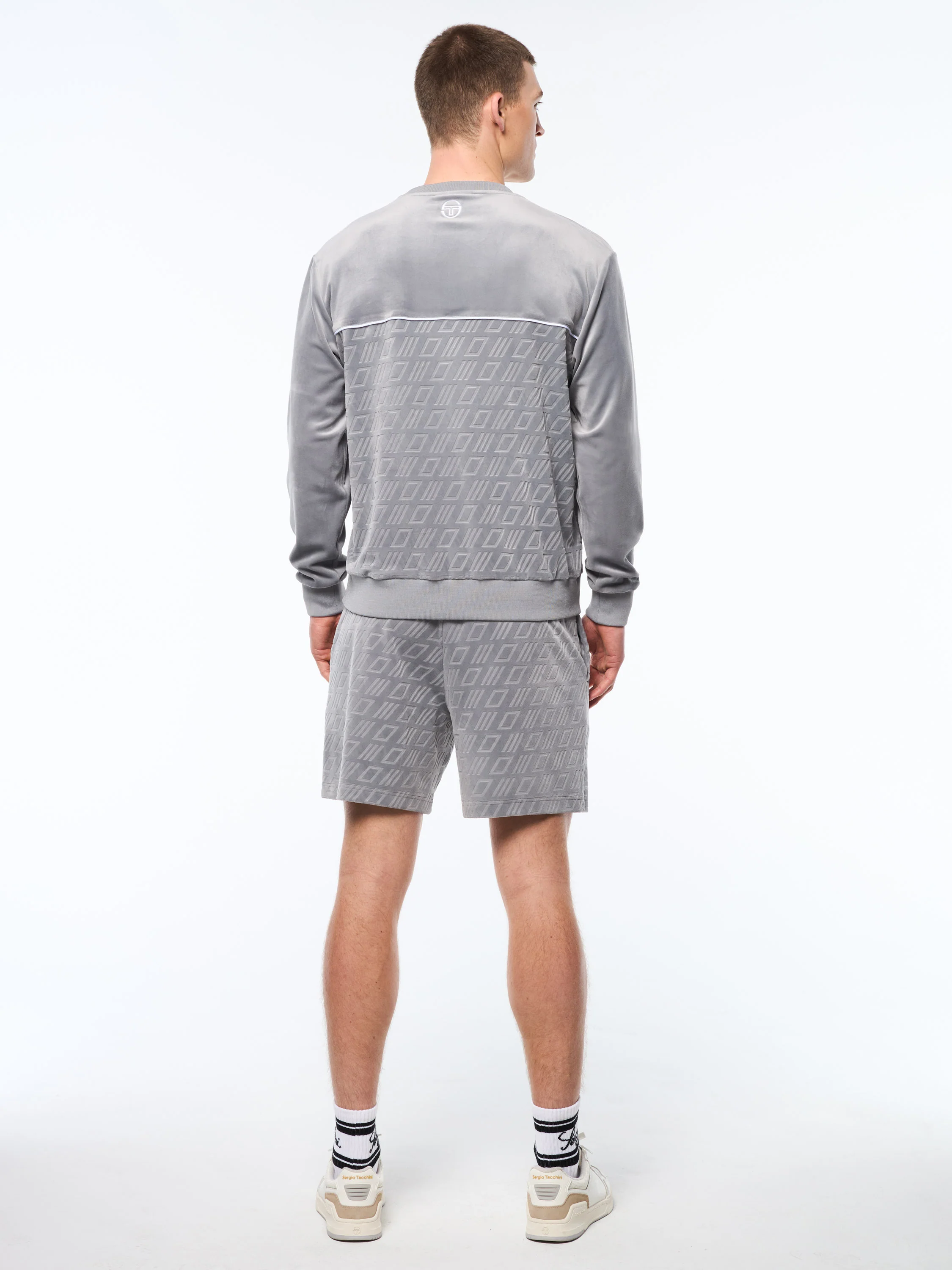 Bandiera Debossed Velour Crewneck-Sleet - Image 5
