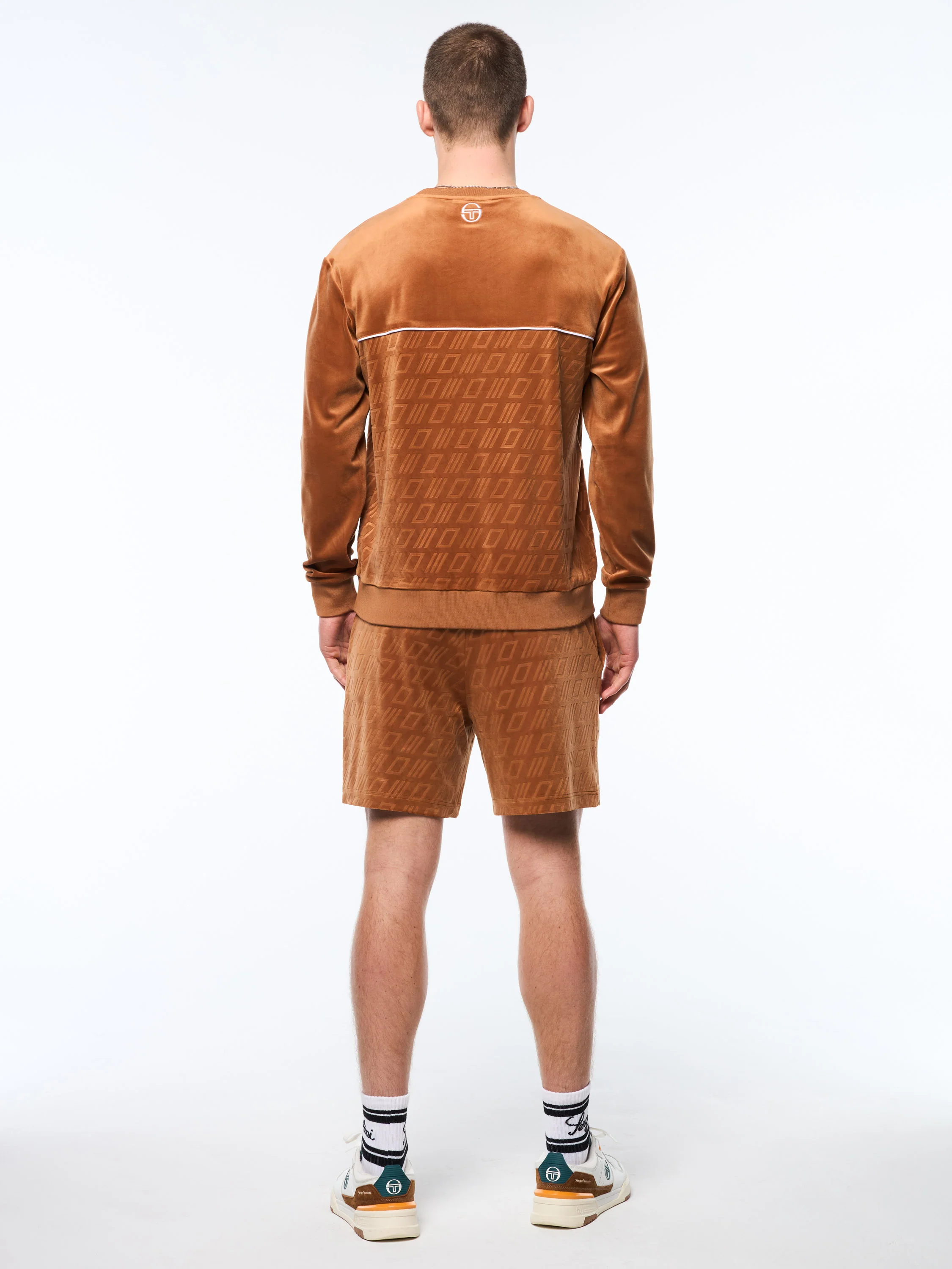 Bandiera Debossed Velour Crewneck-Sugar Almond - Image 6
