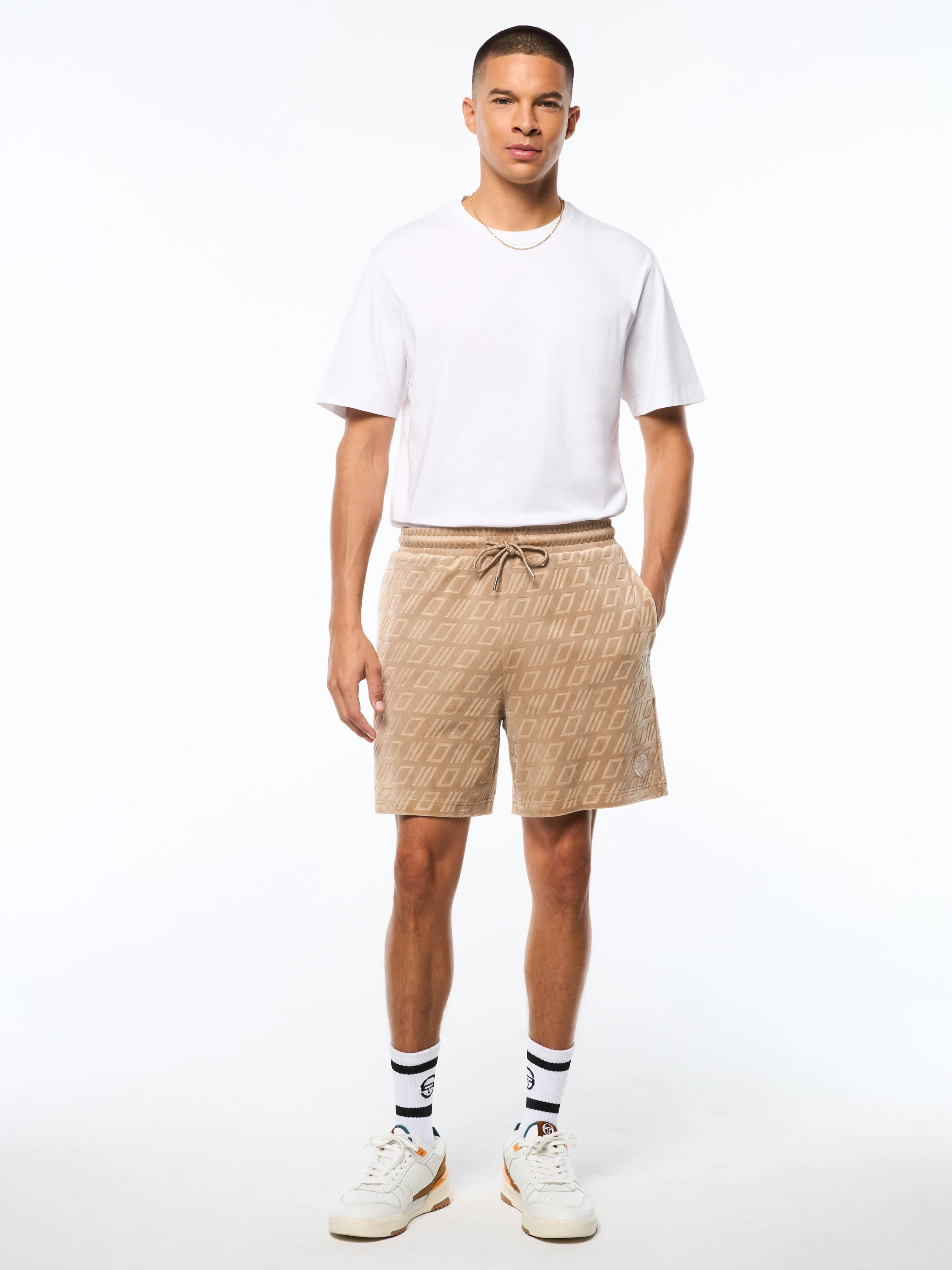 Bandiera Debossed Velour Short-Humus - Image 3
