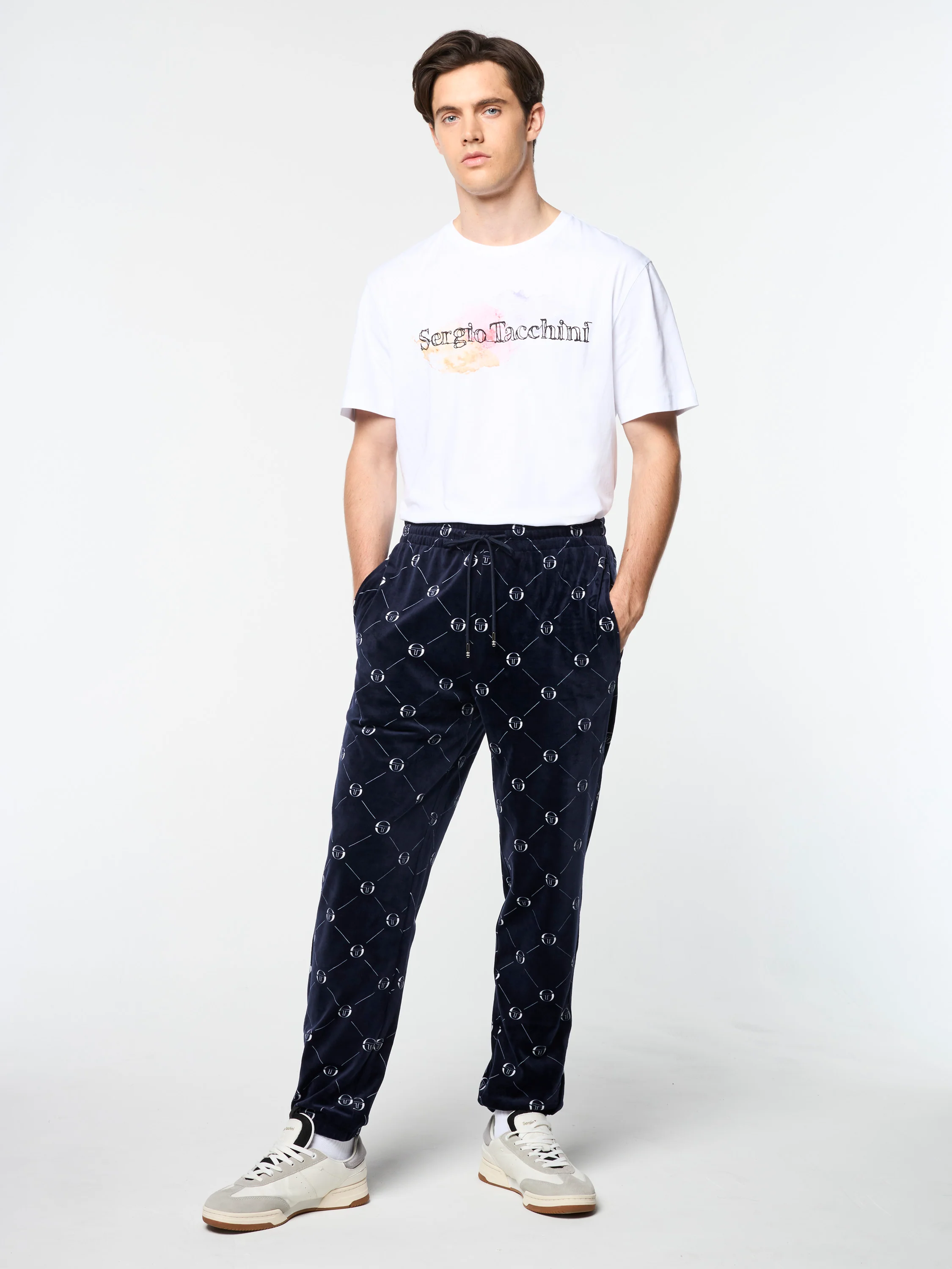 Cosimo Velour Track Pant- Maritime Blue - Image 5