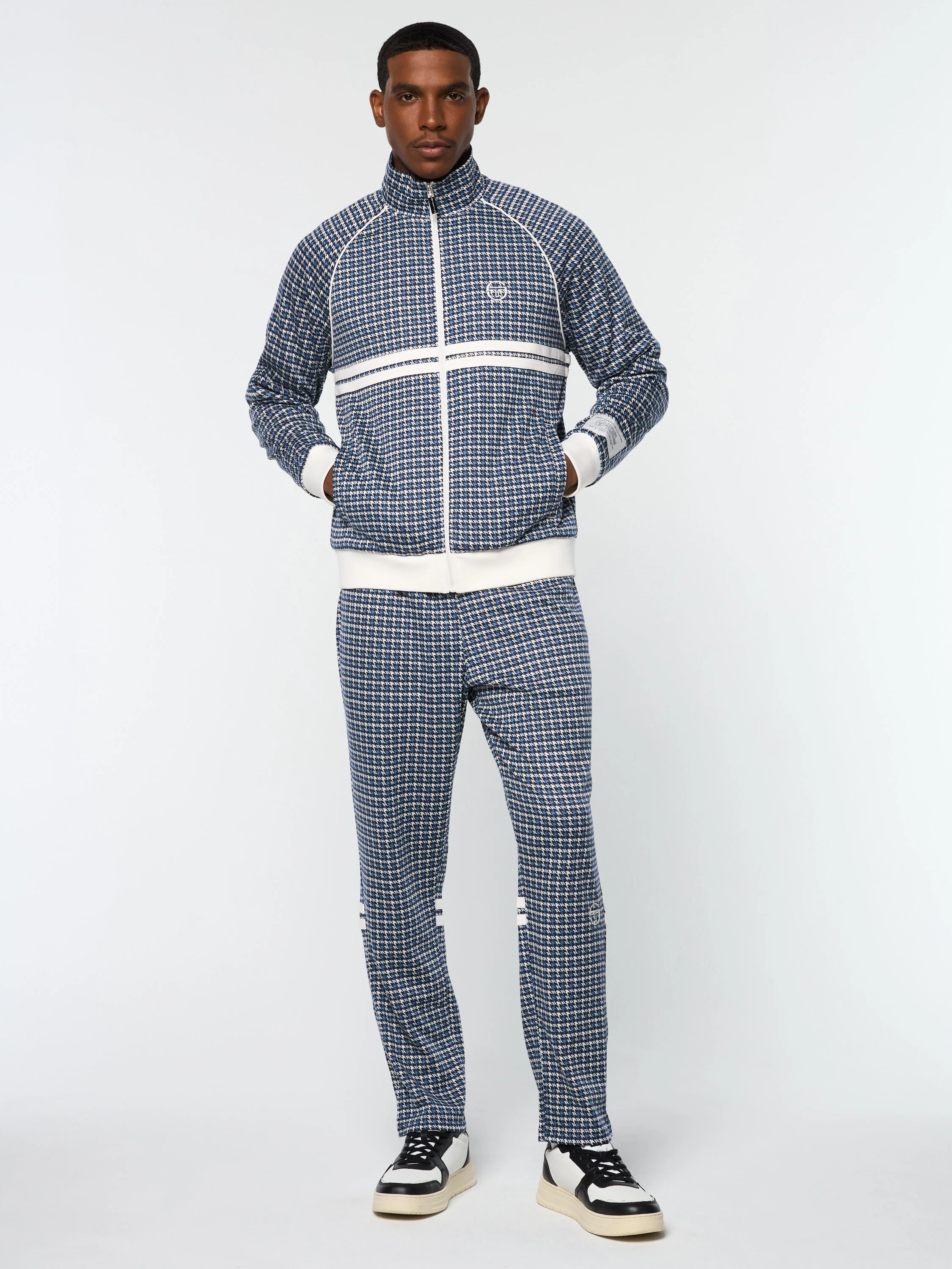 Dallas Houndstooth Track Jacket- Maritime Blue - Image 3