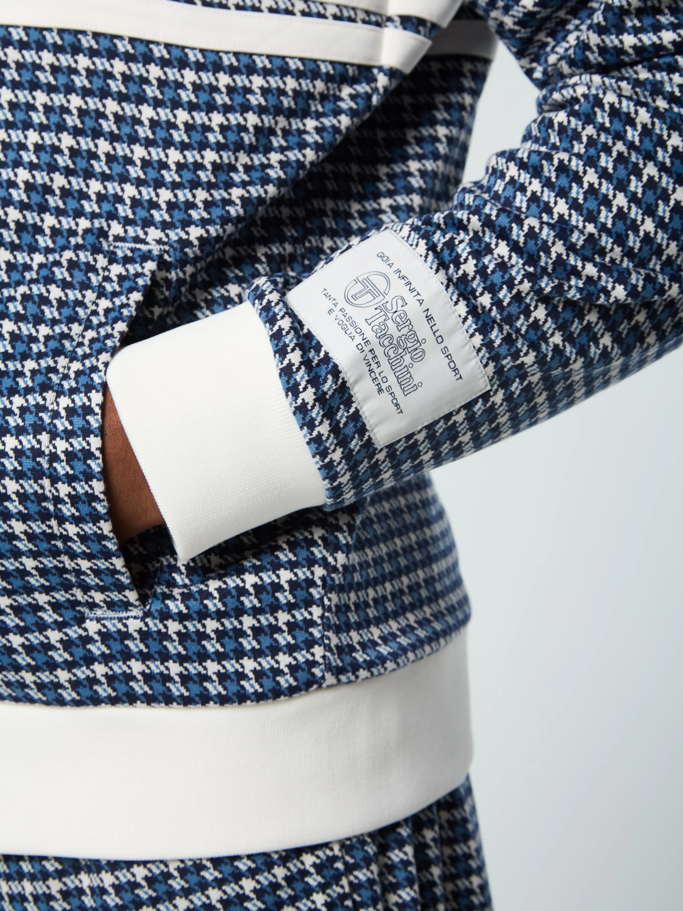 Dallas Houndstooth Track Jacket- Maritime Blue - Image 4