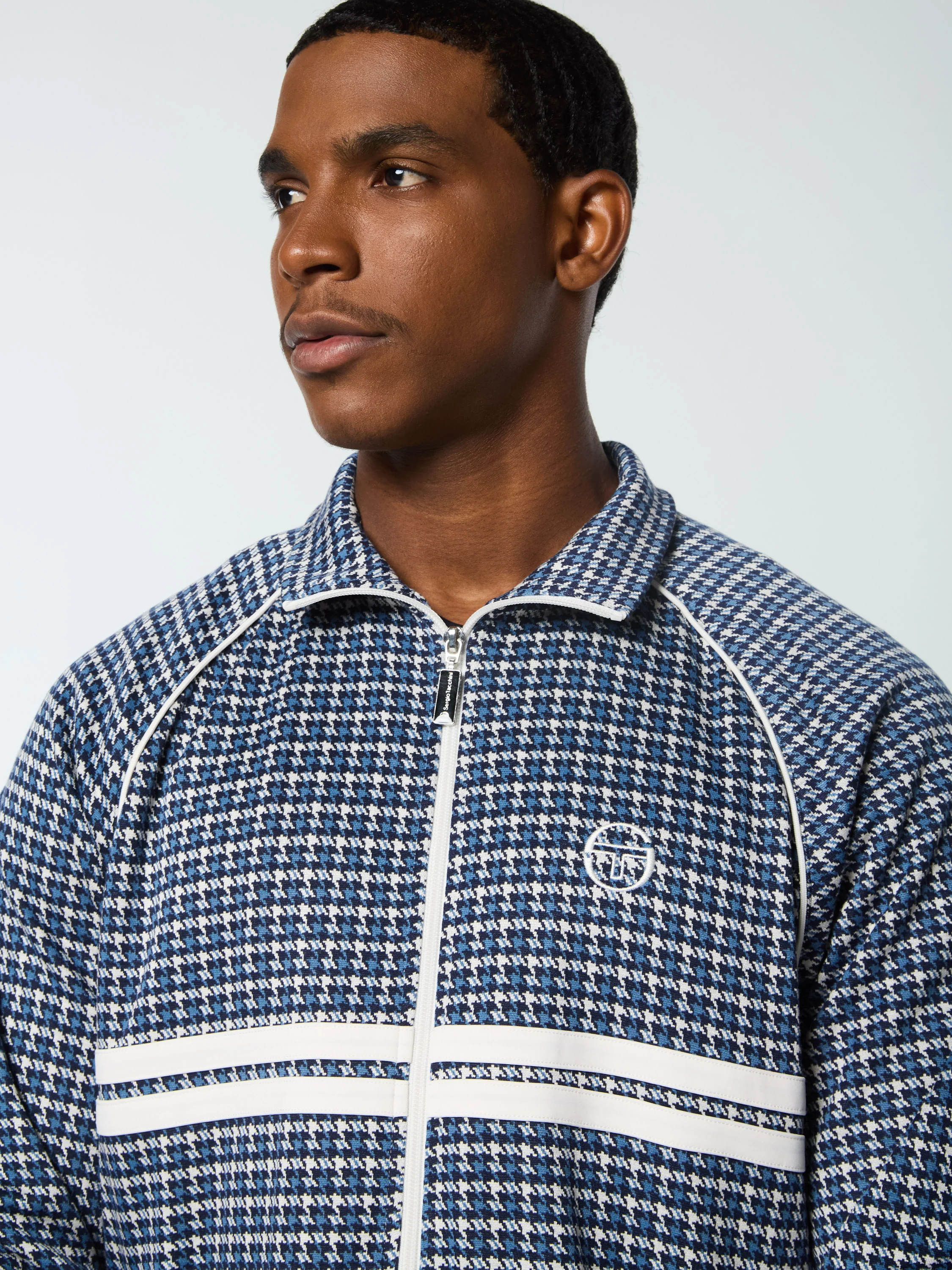 Dallas Houndstooth Track Jacket- Maritime Blue - Image 8