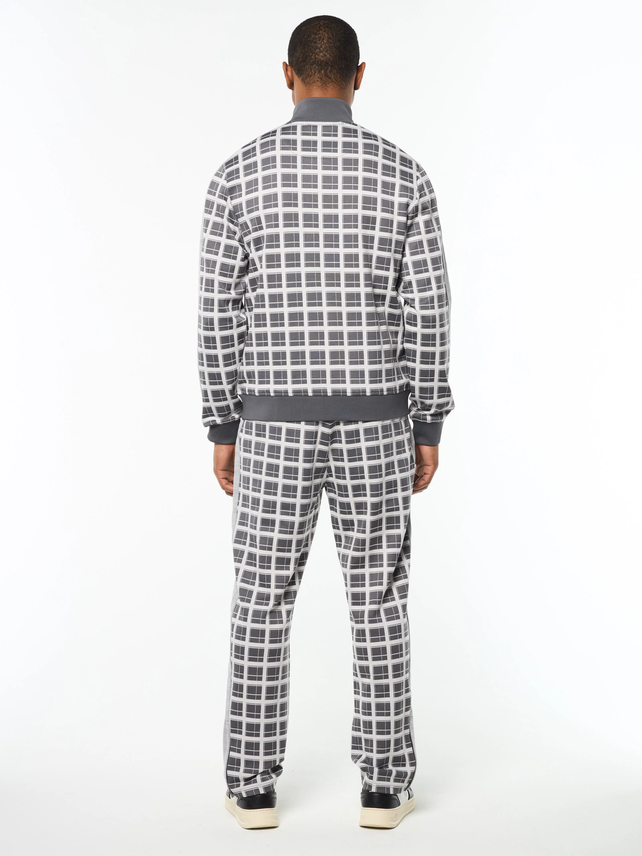 Damarindo Check Track Jacket- Quiet Grey - Image 5