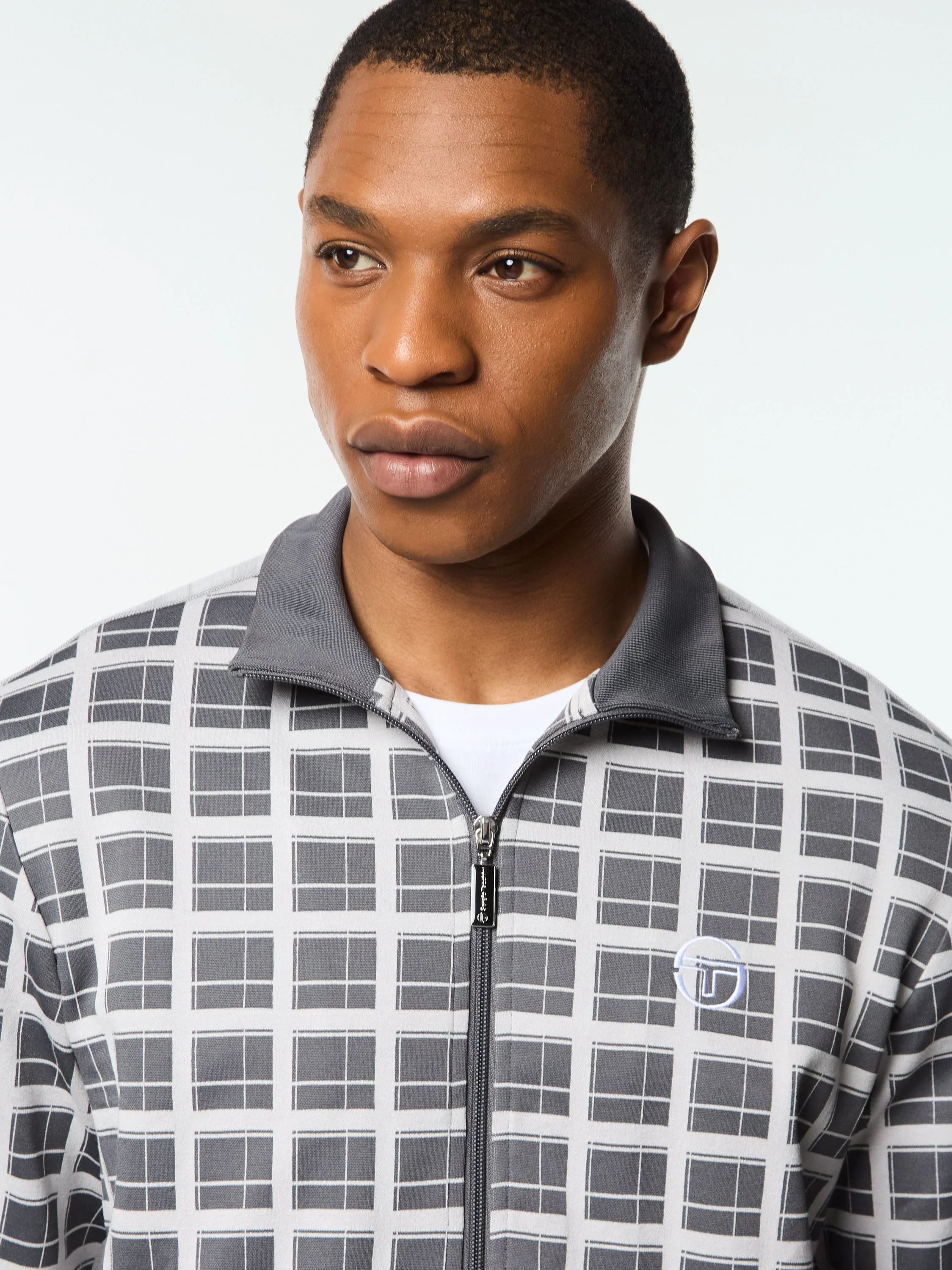 Damarindo Check Track Jacket- Quiet Grey - Image 9