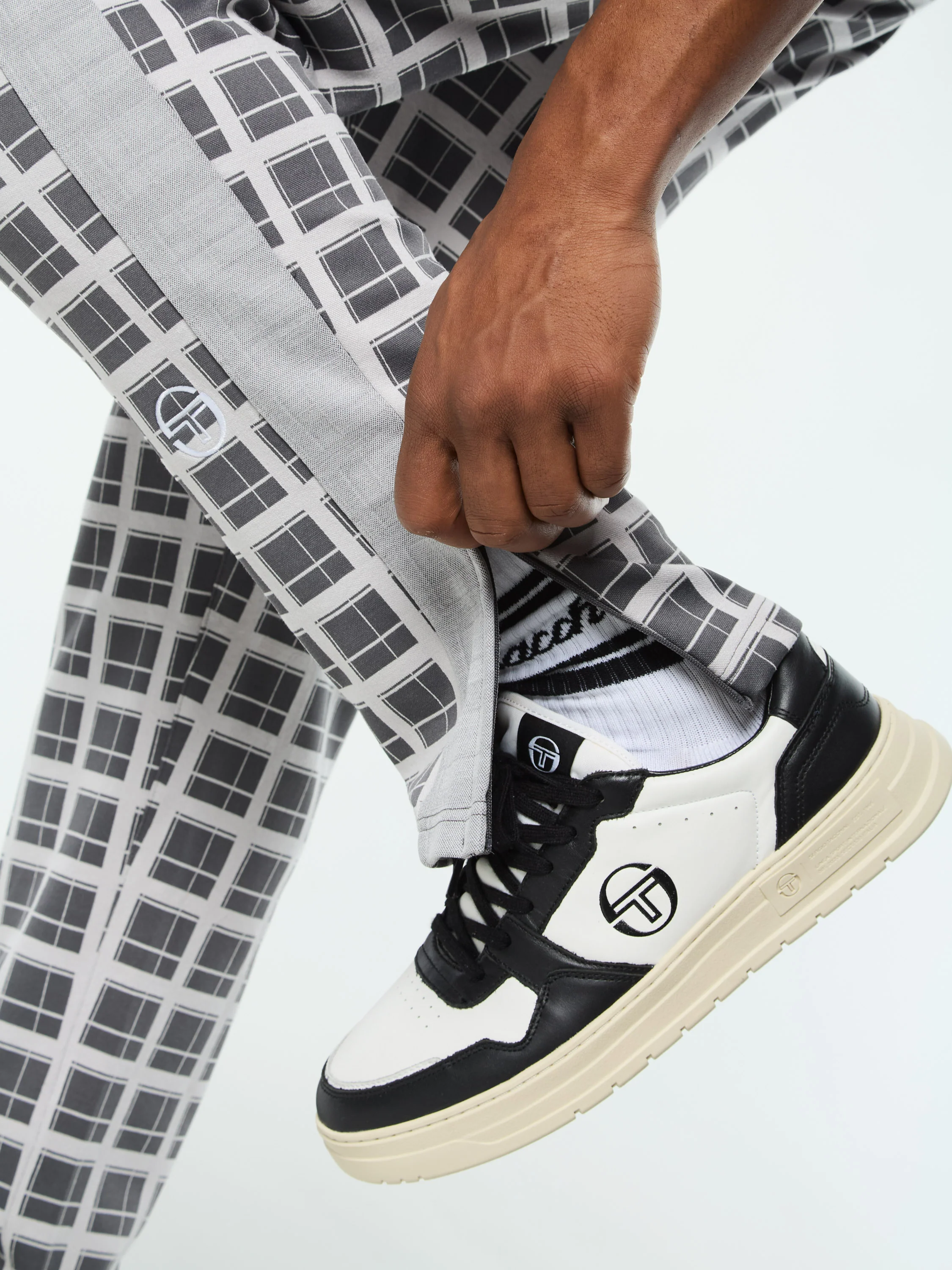 Damarindo Check Track Pant- Quiet Grey - Image 8