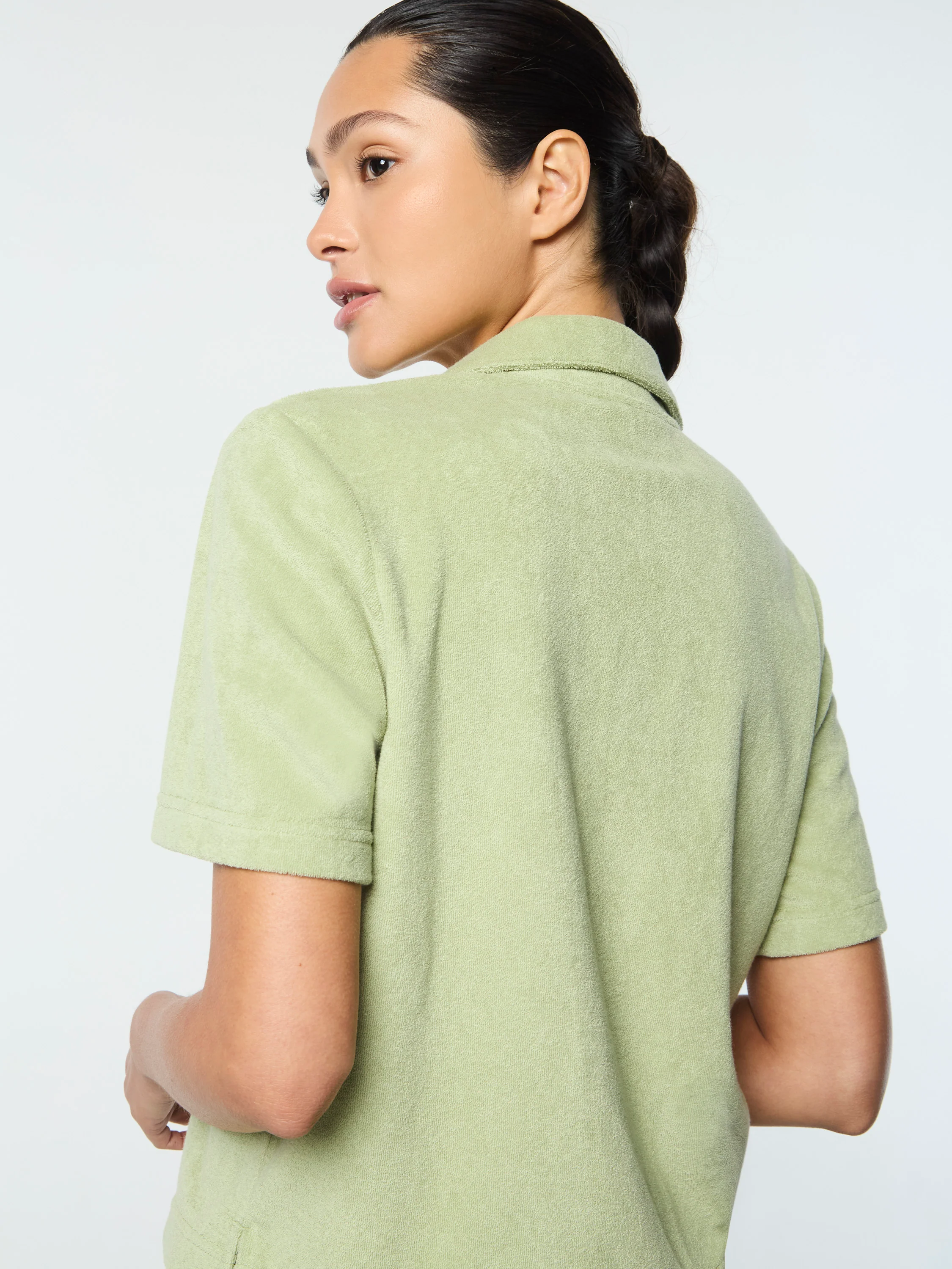 Edda Cropped Shirt- Reseda - Image 8