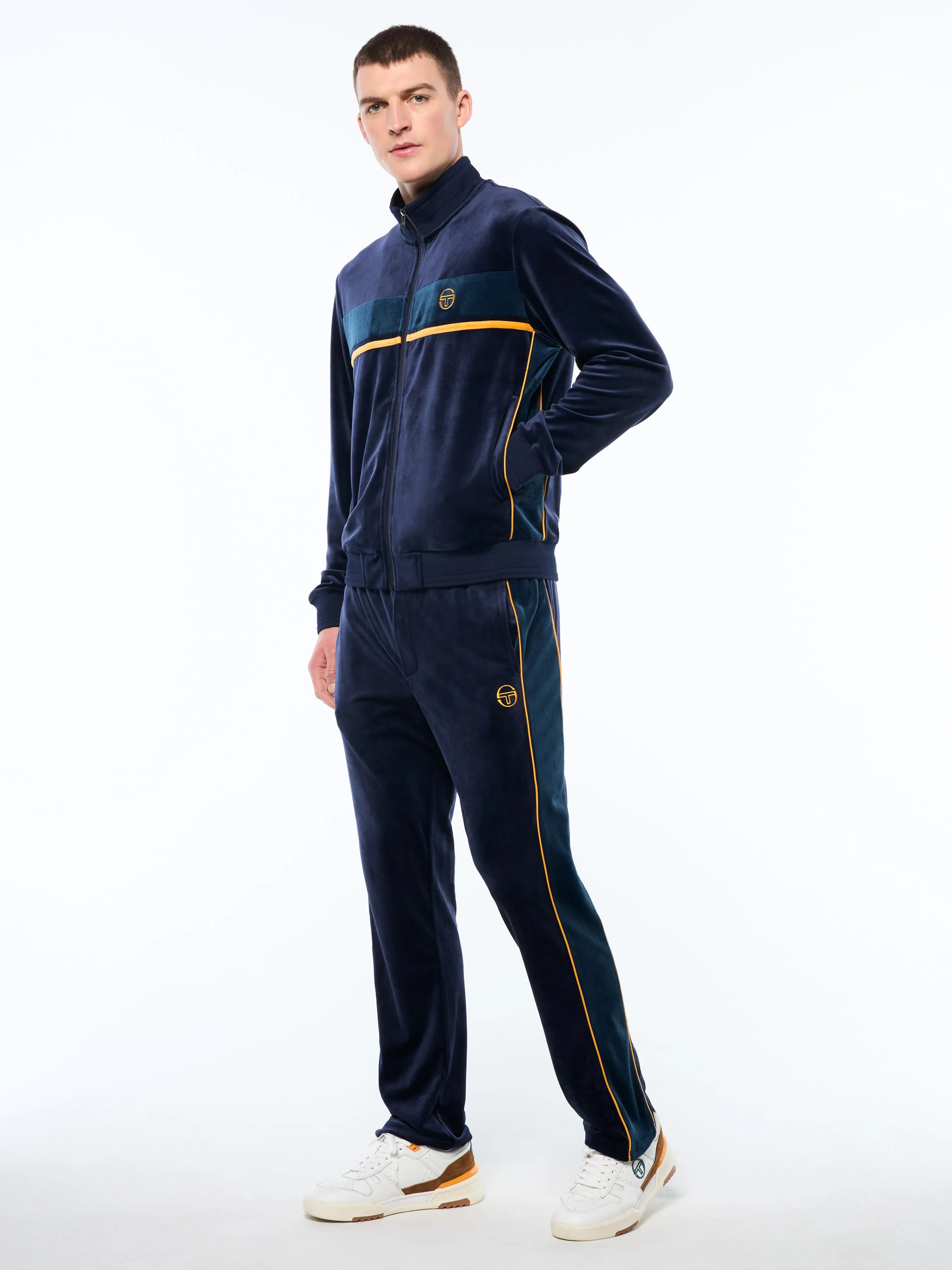Forato Velour Track Jacket-Maritime Blue - Image 3