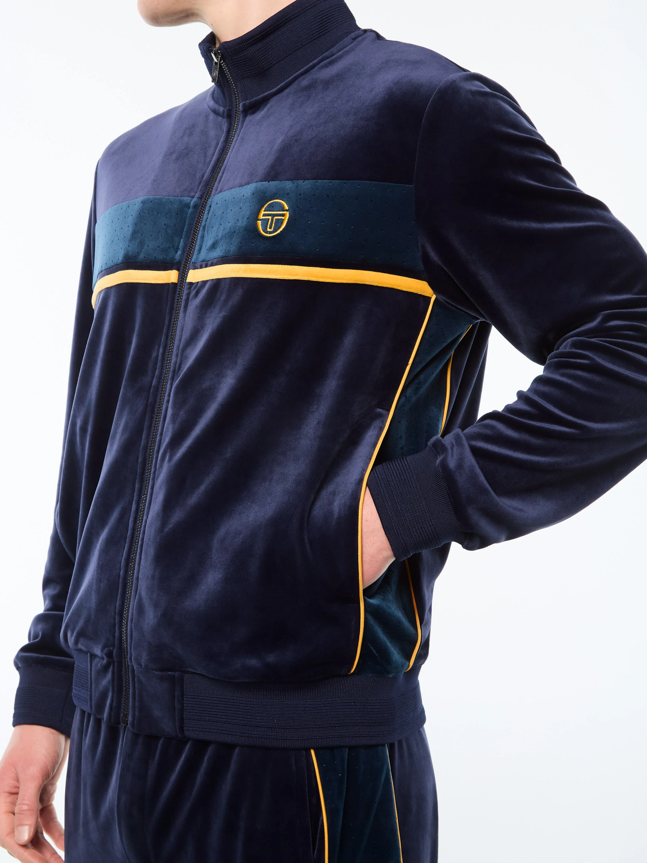 Forato Velour Track Jacket-Maritime Blue - Image 5
