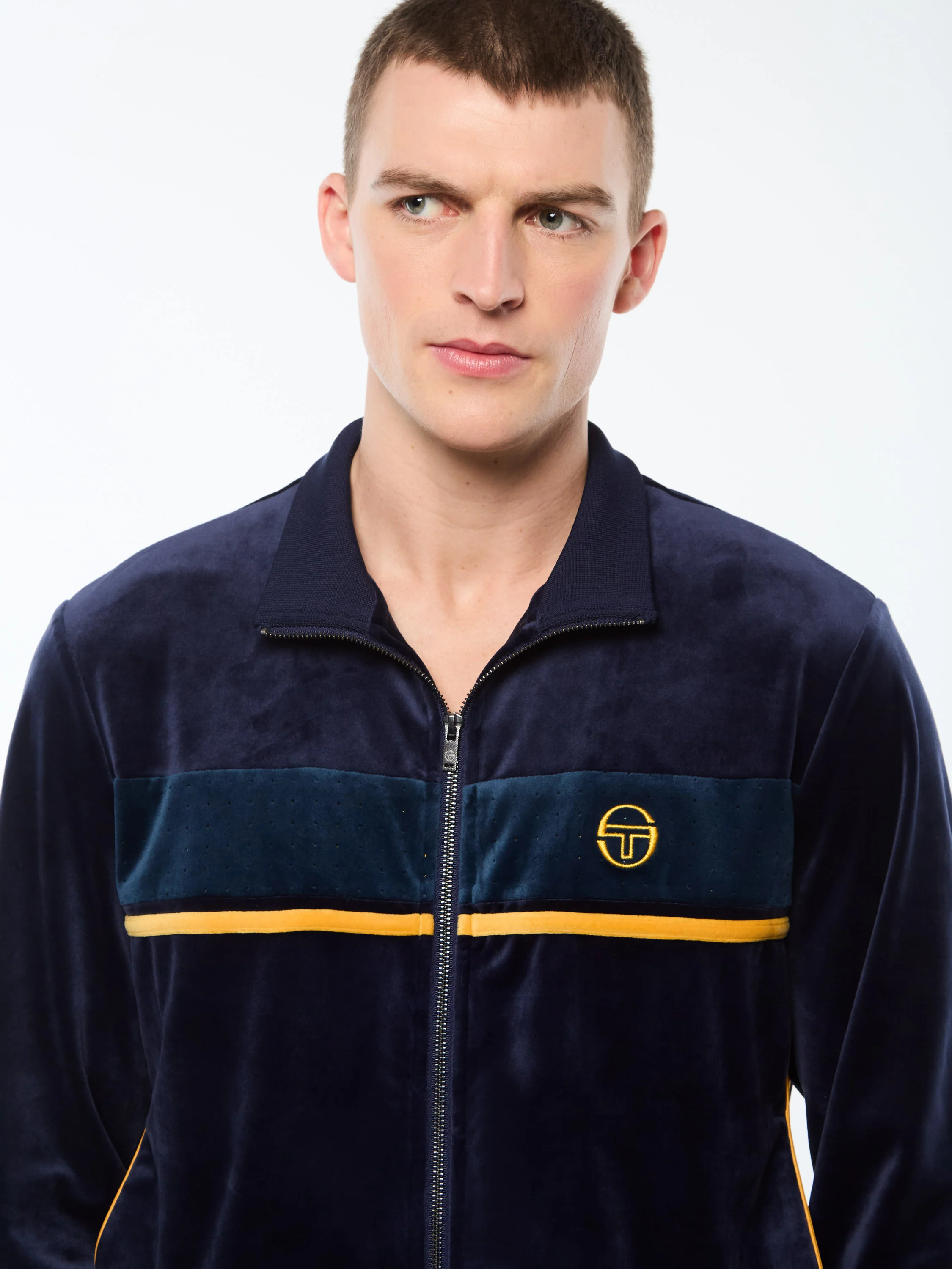 Forato Velour Track Jacket-Maritime Blue - Image 6