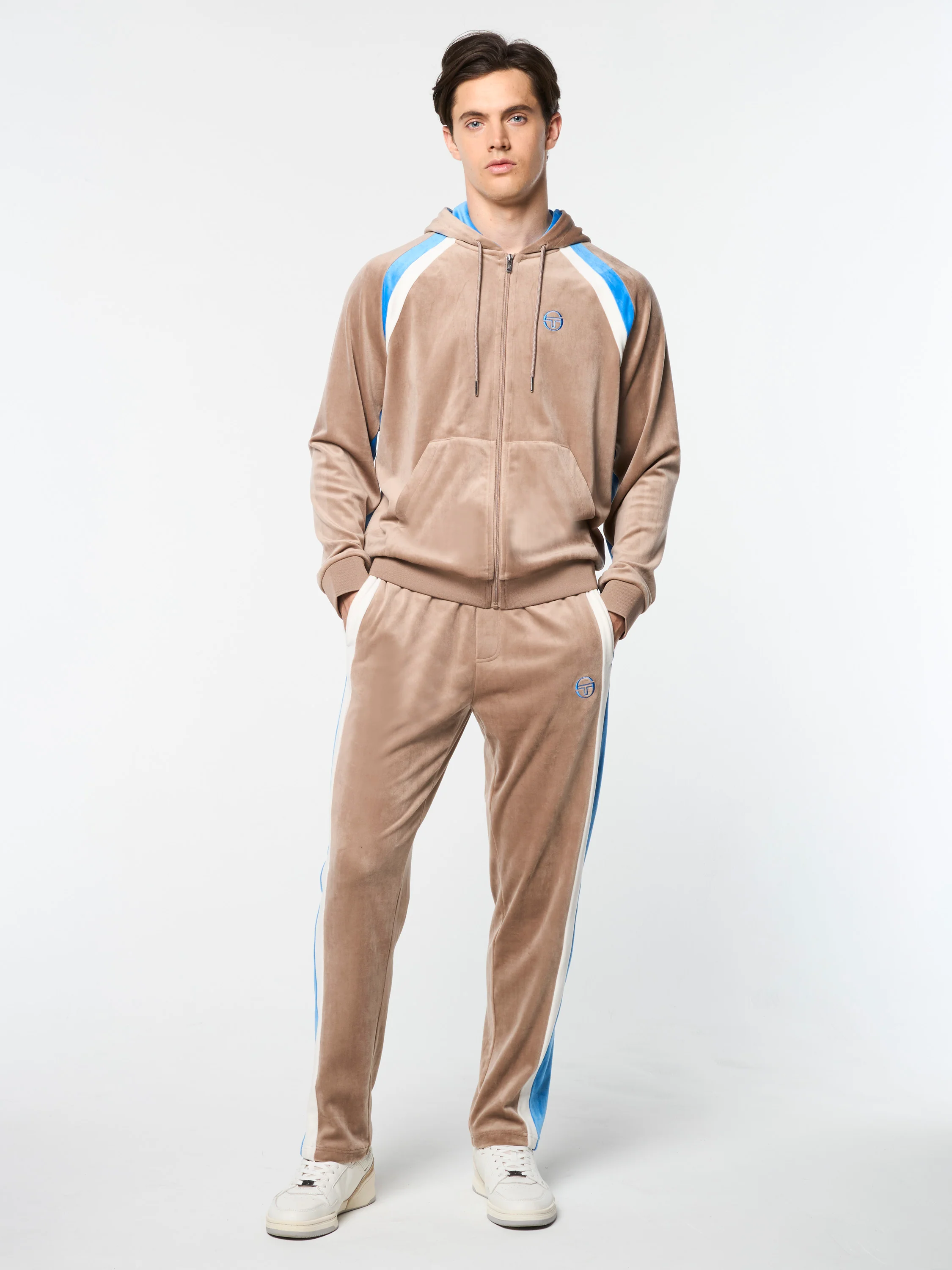 Lazaro Velour Hoodie- Taupe Grey - Image 3