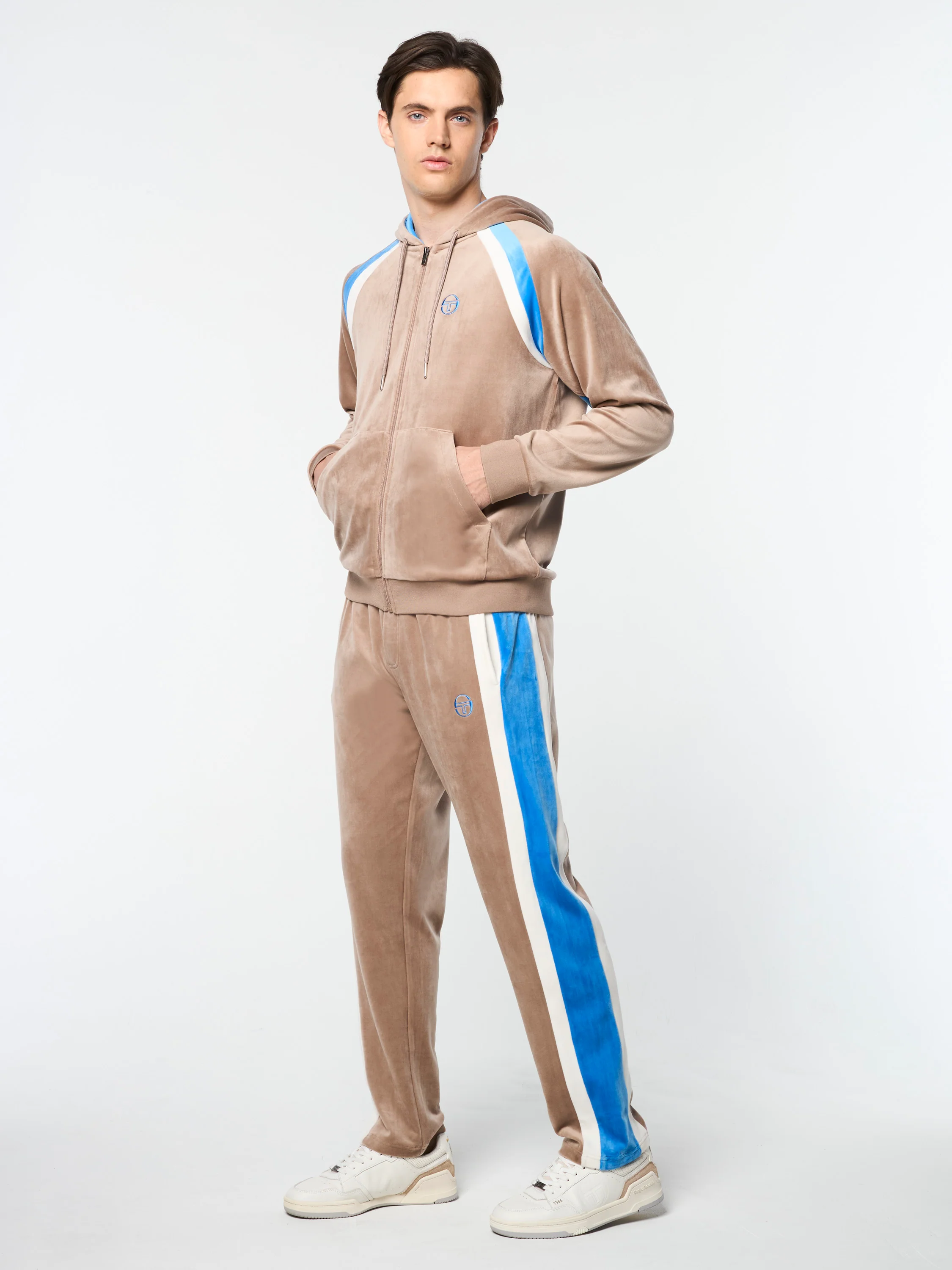 Lazaro Velour Hoodie- Taupe Grey - Image 4