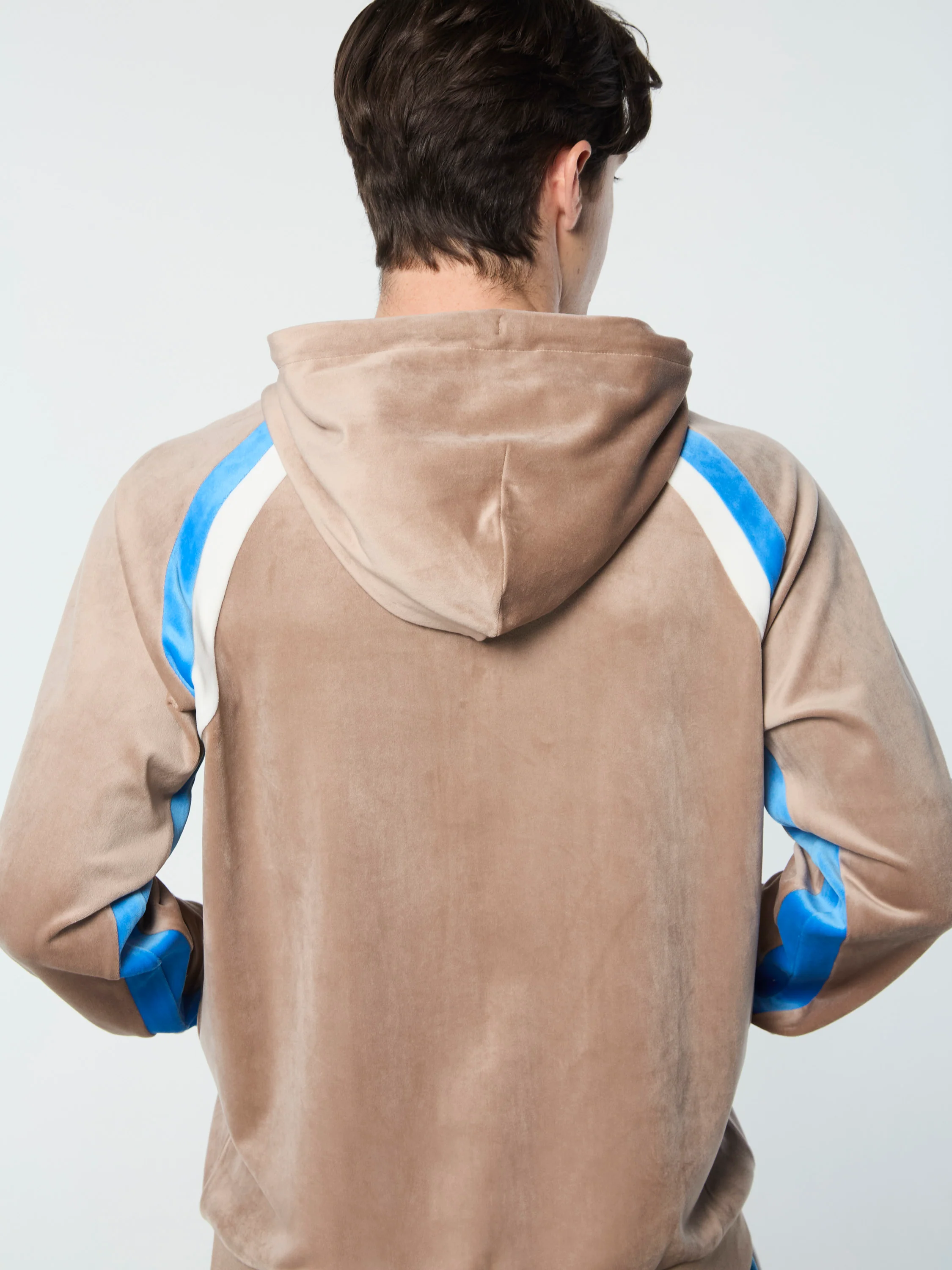 Lazaro Velour Hoodie- Taupe Grey - Image 6