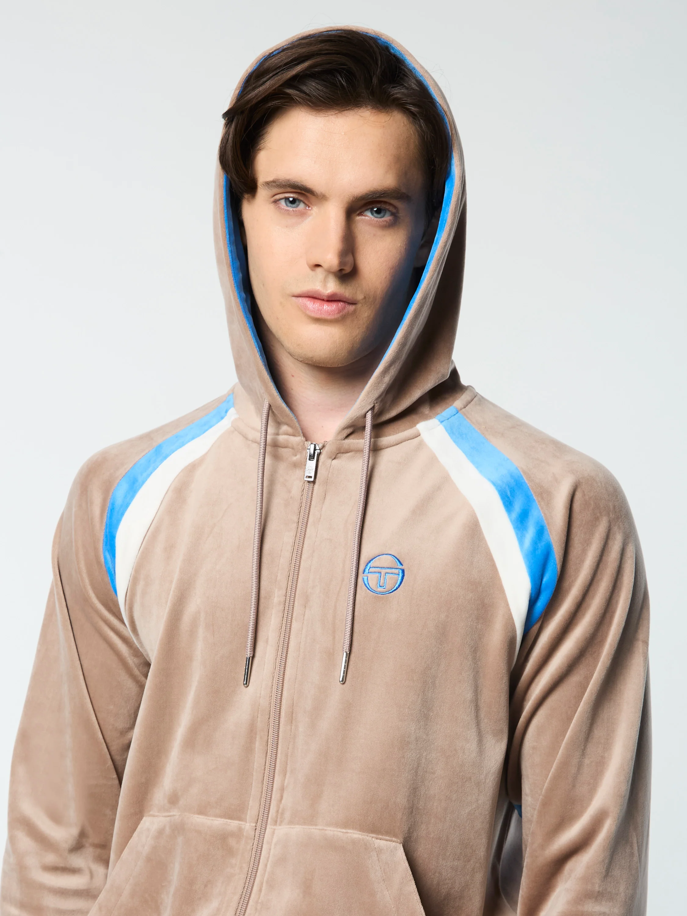 Lazaro Velour Hoodie- Taupe Grey - Image 8