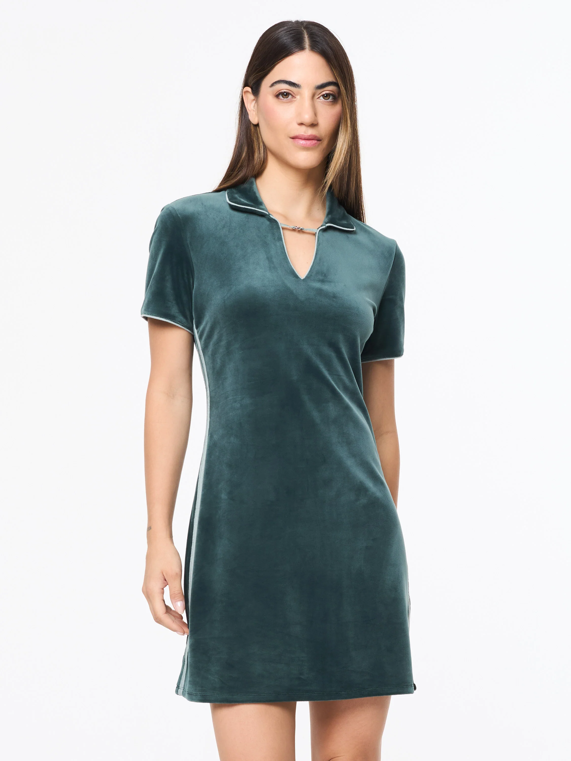 Lina Velour Dress- Green Gables - Image 3
