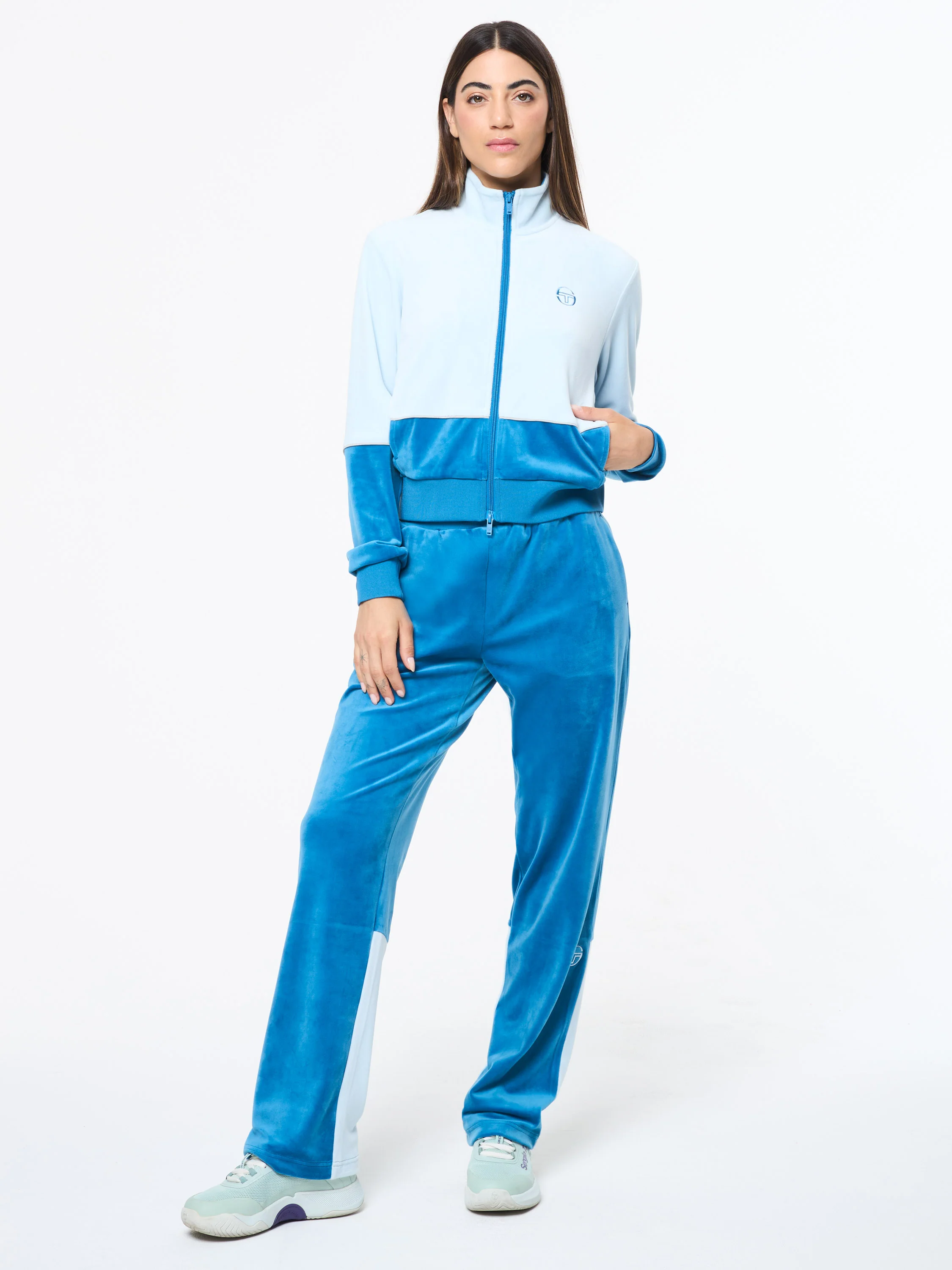 Lina Velour Track Jacket- Baby Blue - Image 3