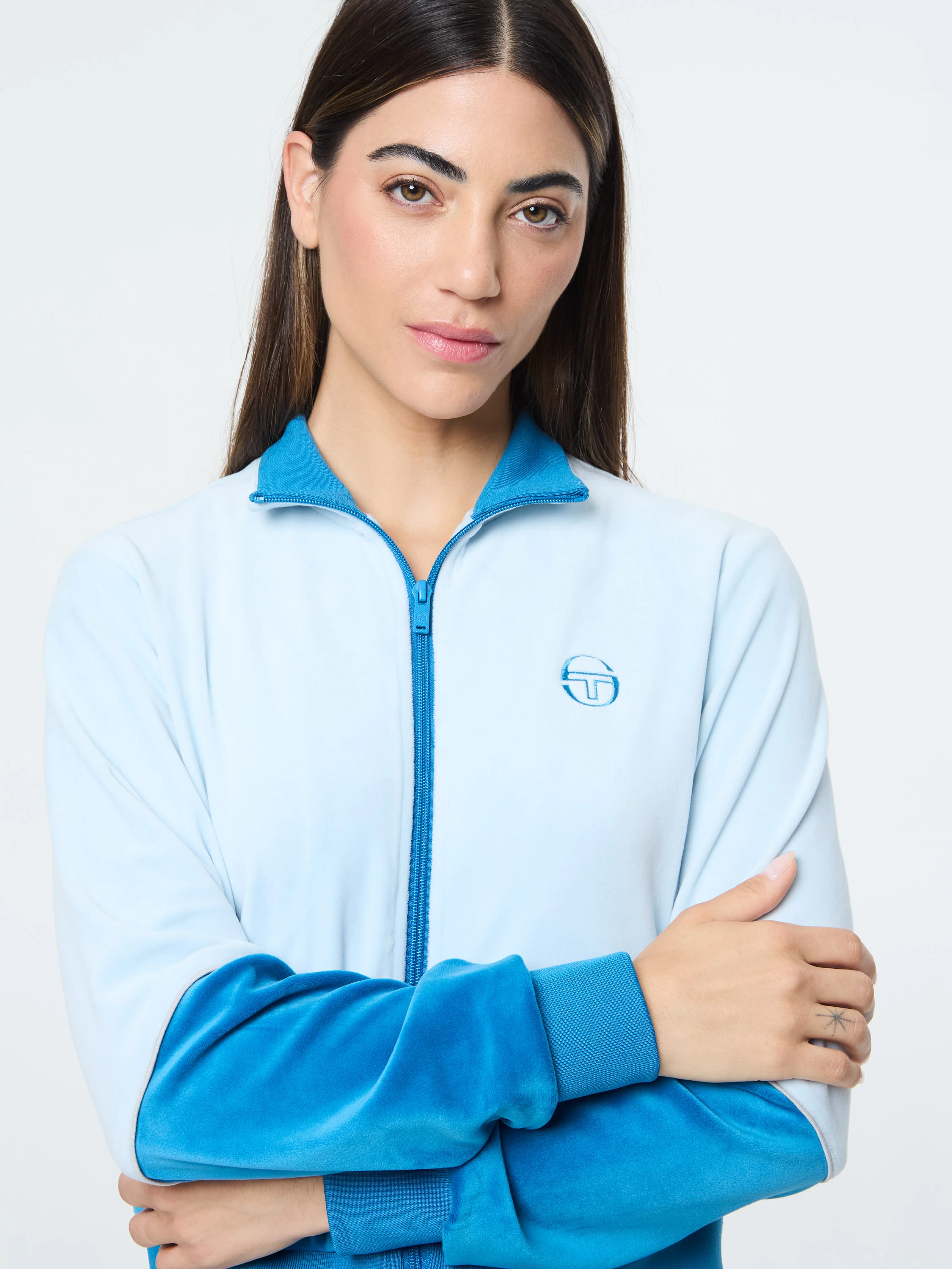 Lina Velour Track Jacket- Baby Blue - Image 8