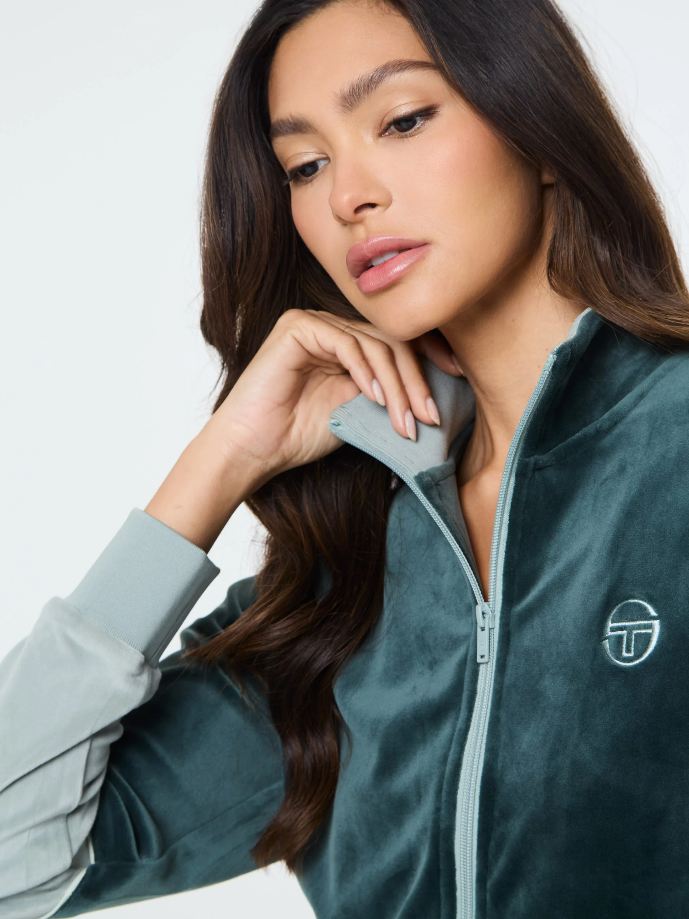 Lina Velour Track Jacket- Green Gables - Image 8