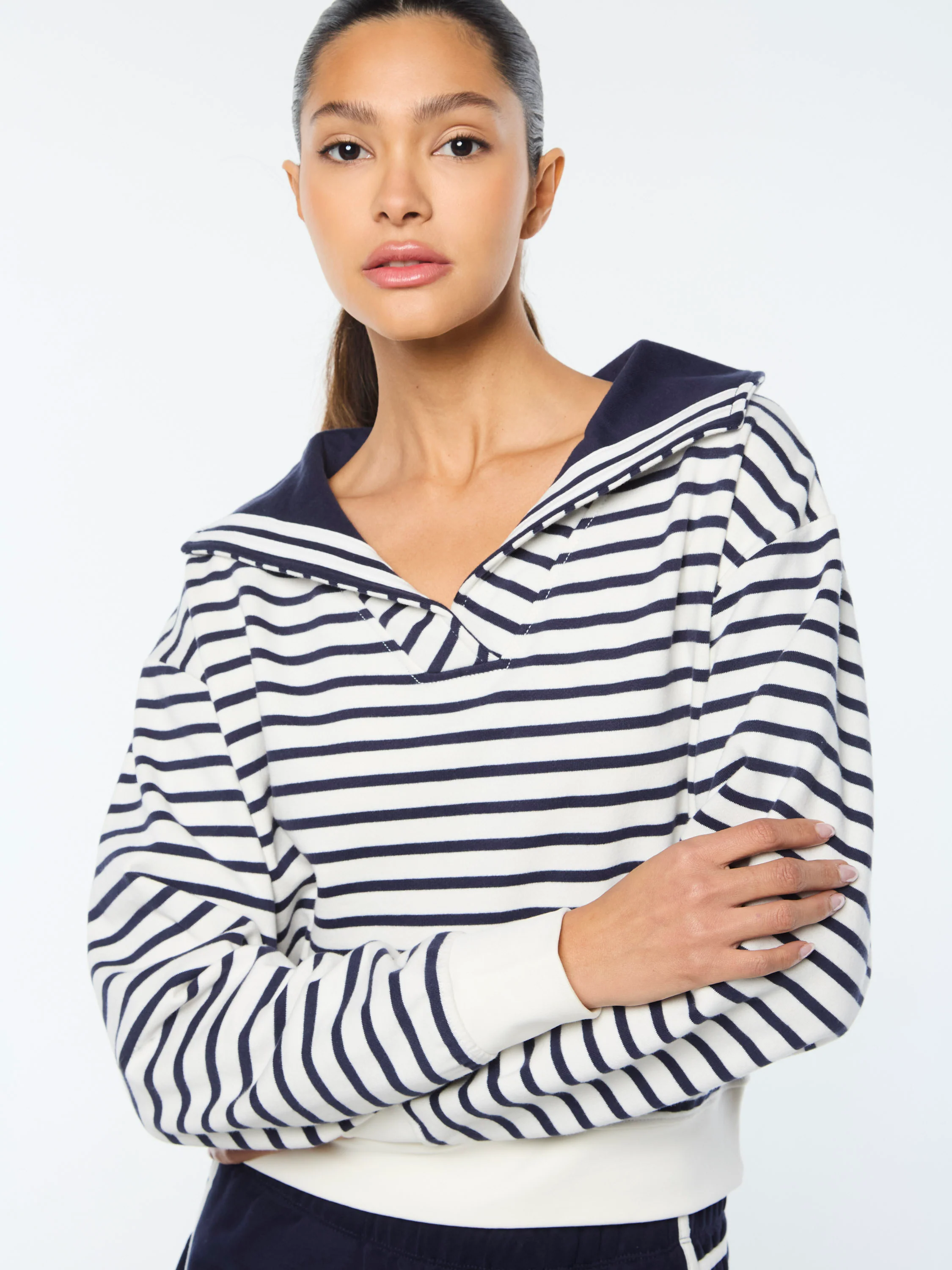 Marina Sailor Collar Sweatshirt- Gardenia - Image 12