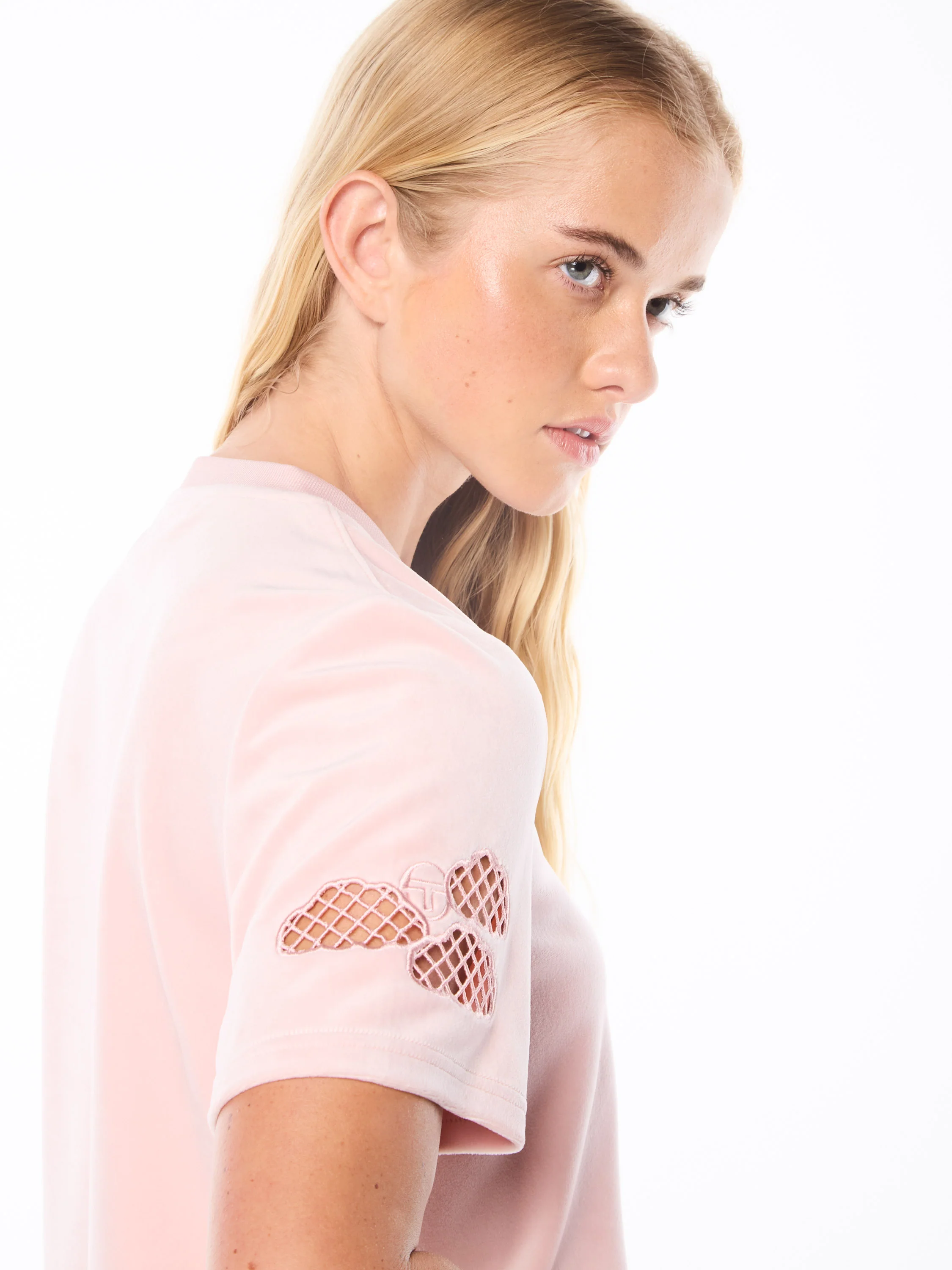 Nuvola Velour Cropped T-Shirt-Barely There - Image 6