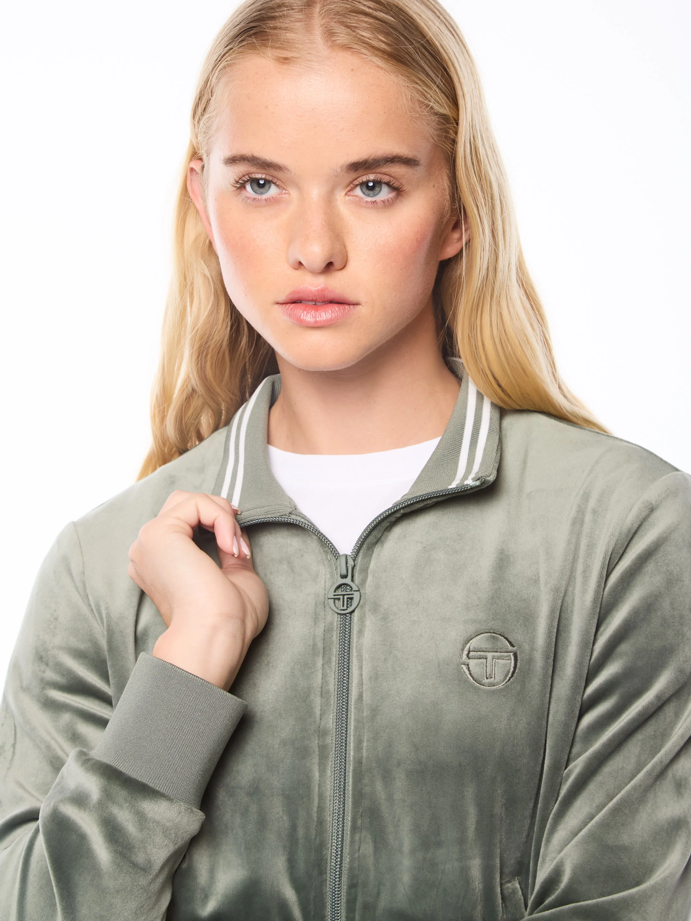 Nuvola Velour Track Jacket-Agave Green - Image 5