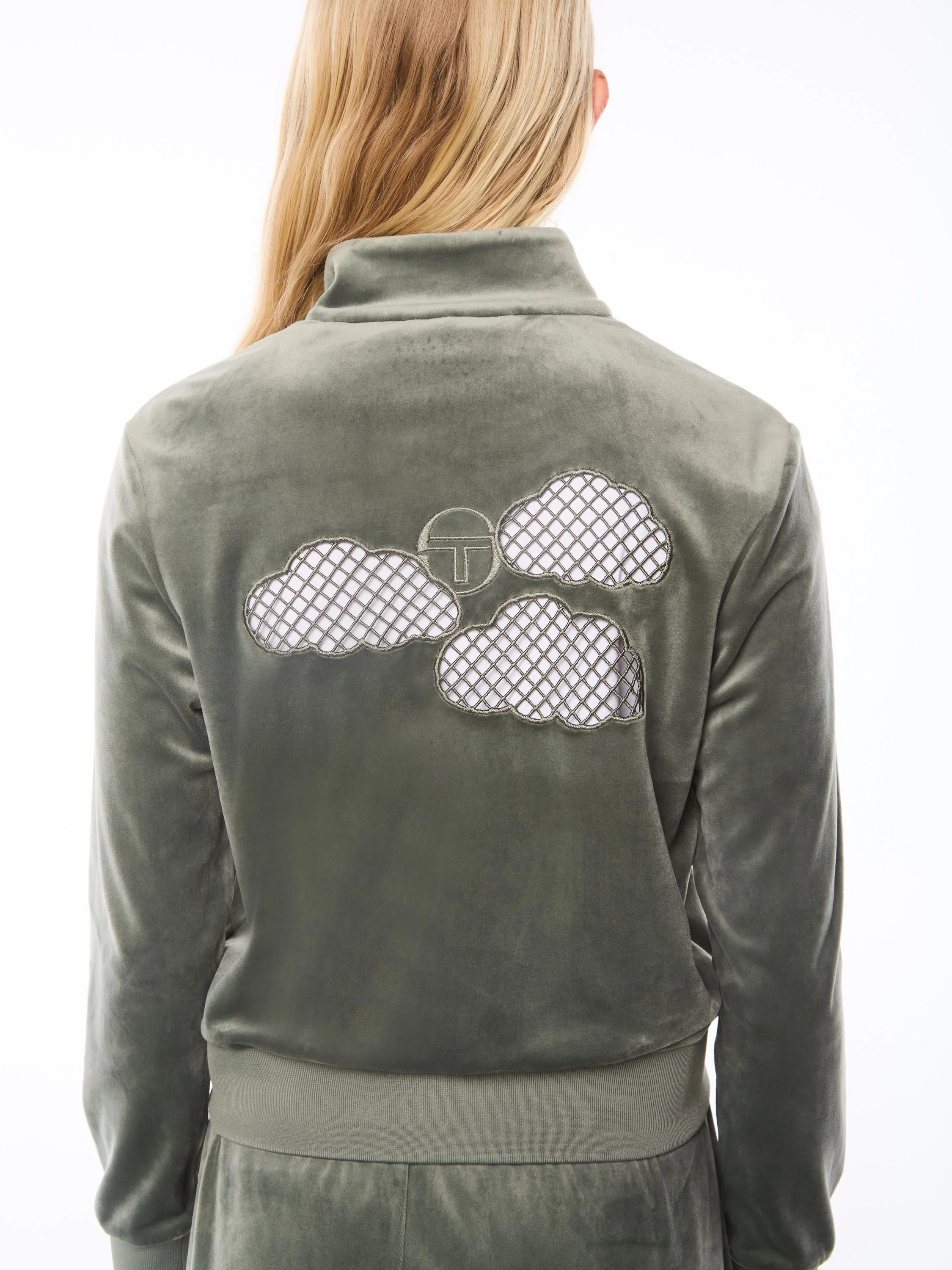 Nuvola Velour Track Jacket-Agave Green - Image 7