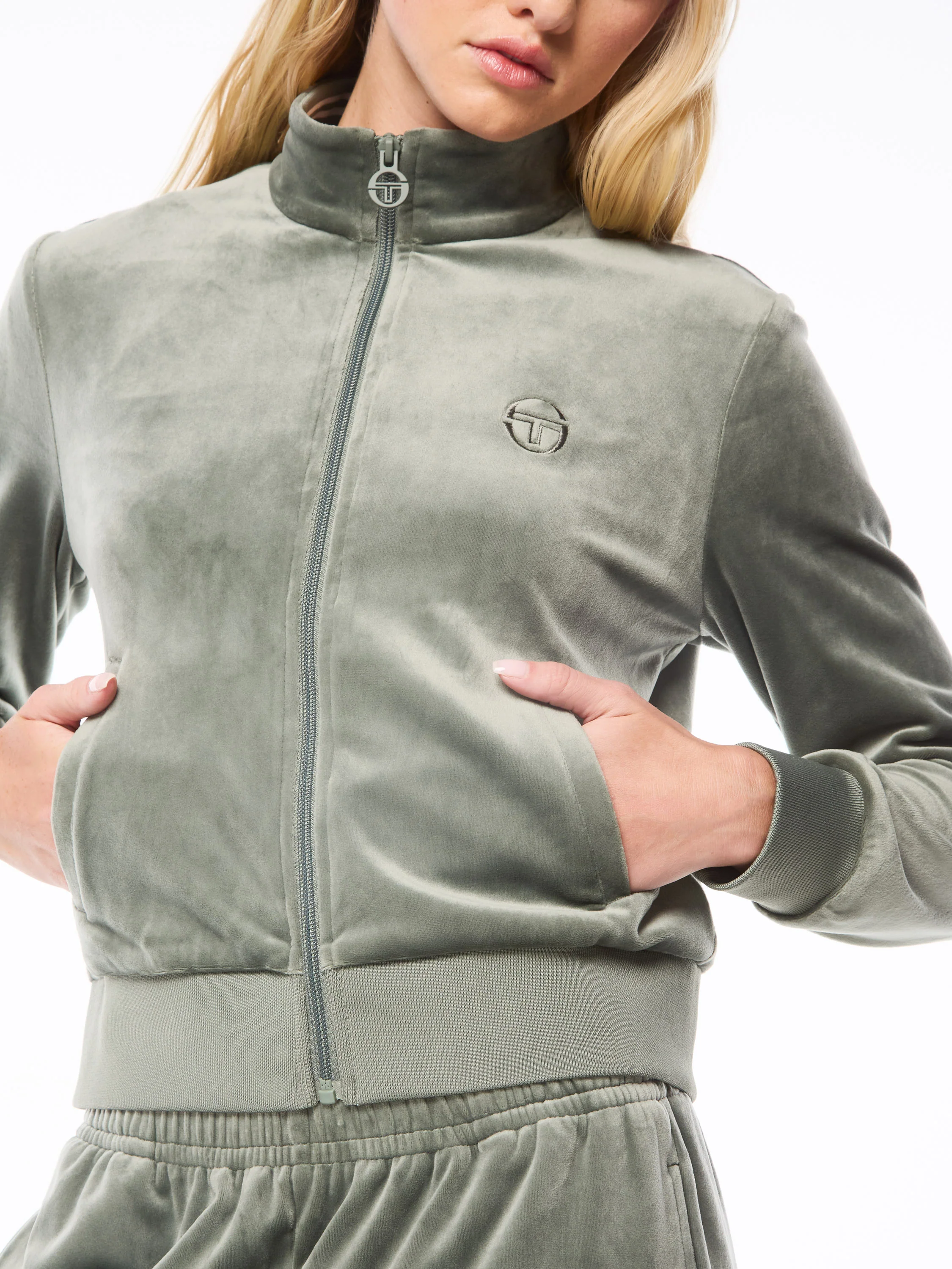 Nuvola Velour Track Jacket-Agave Green - Image 8