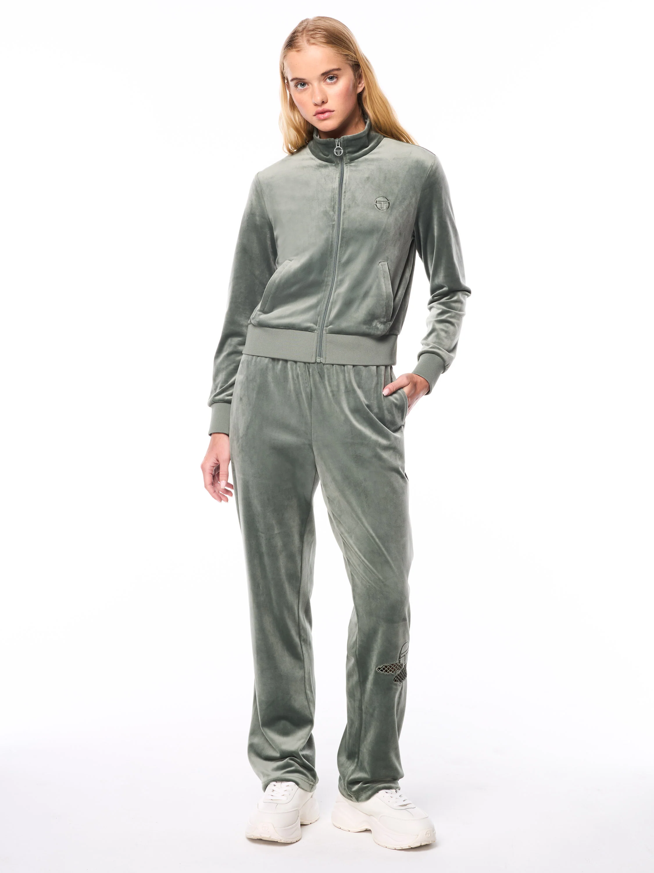 Nuvola Velour Track Pant-Agave Green - Image 3