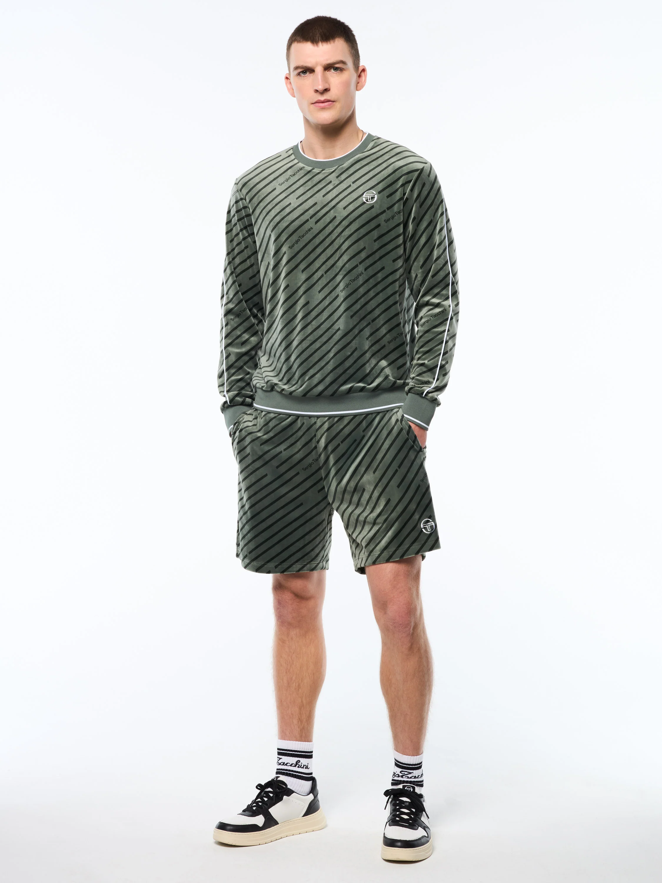Obliquo Velour Crewneck-Agave Green - Image 3
