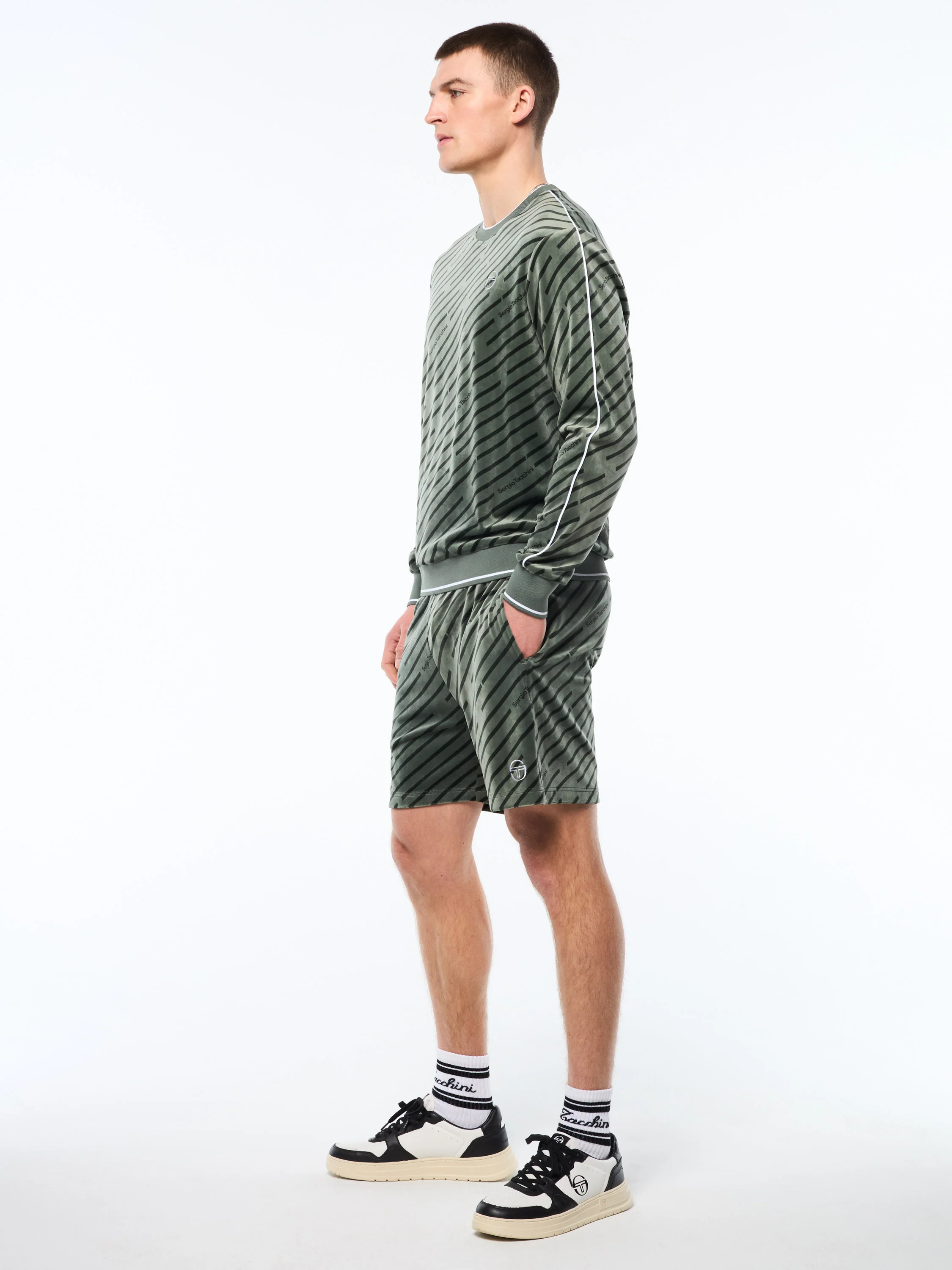 Obliquo Velour Crewneck-Agave Green - Image 4