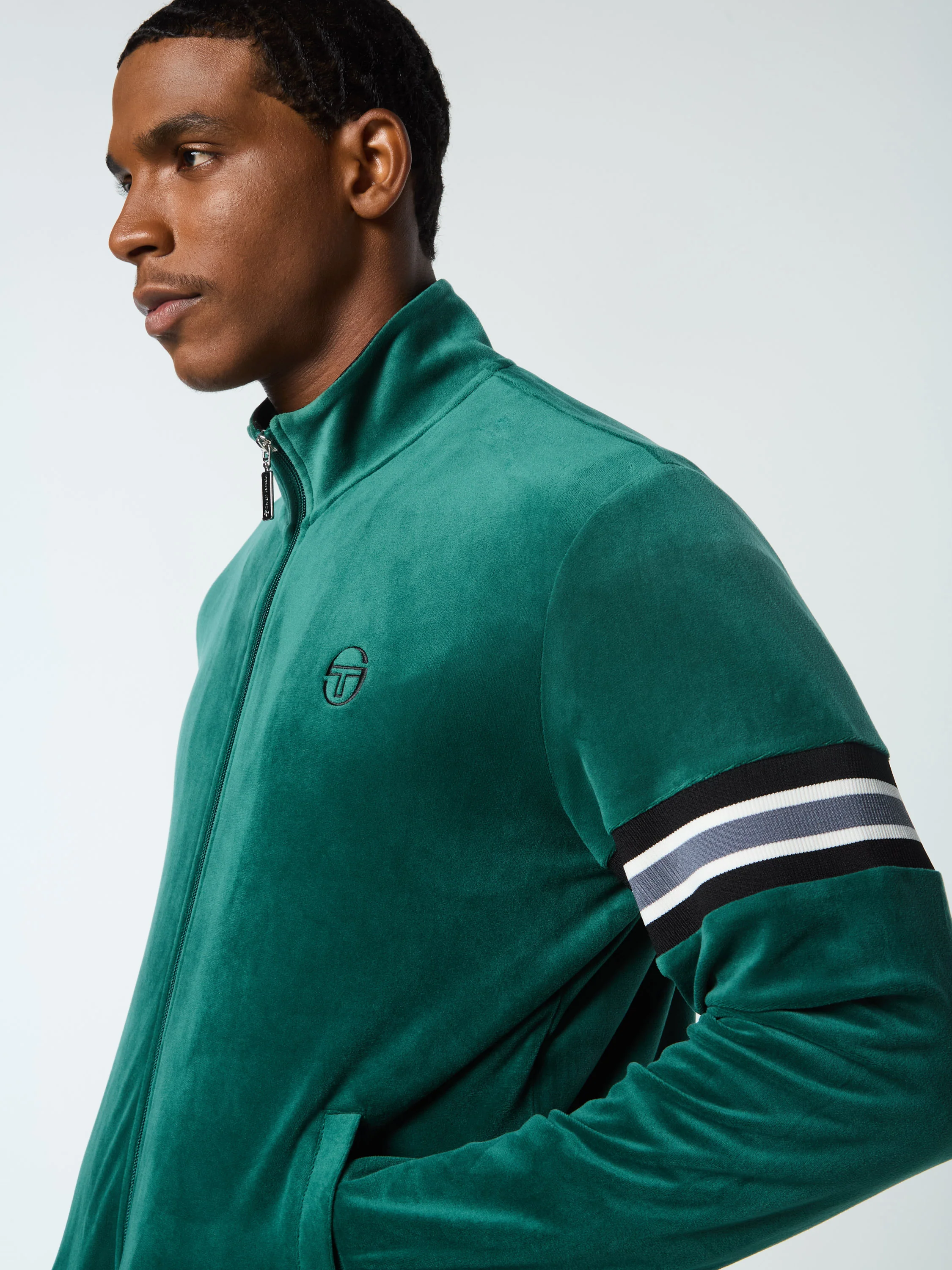 Ostuni Velour Track Jacket- Rainforest - Image 8