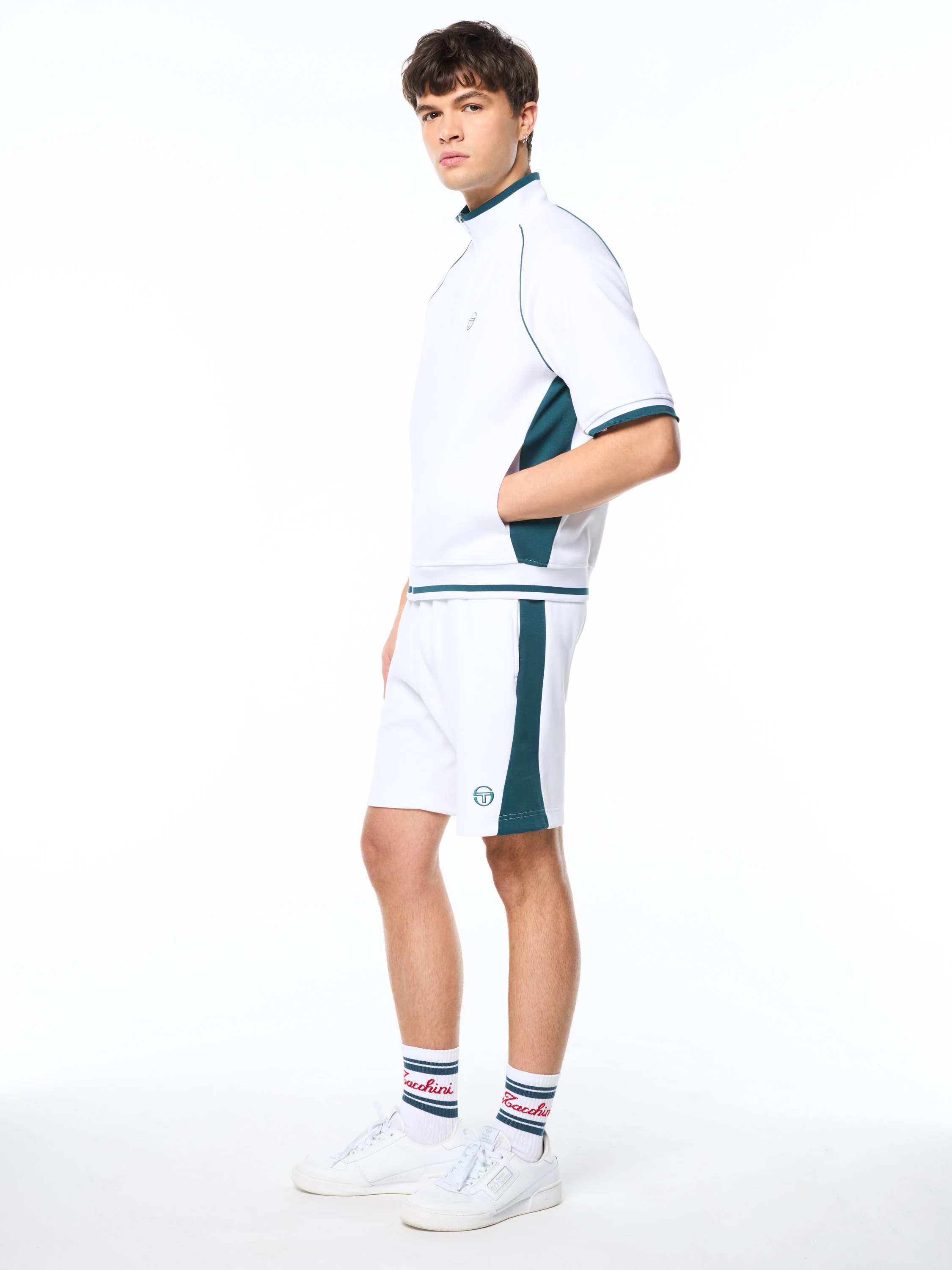 Pannello Short Sleeve Track Jacket-Brilliant White - Image 4