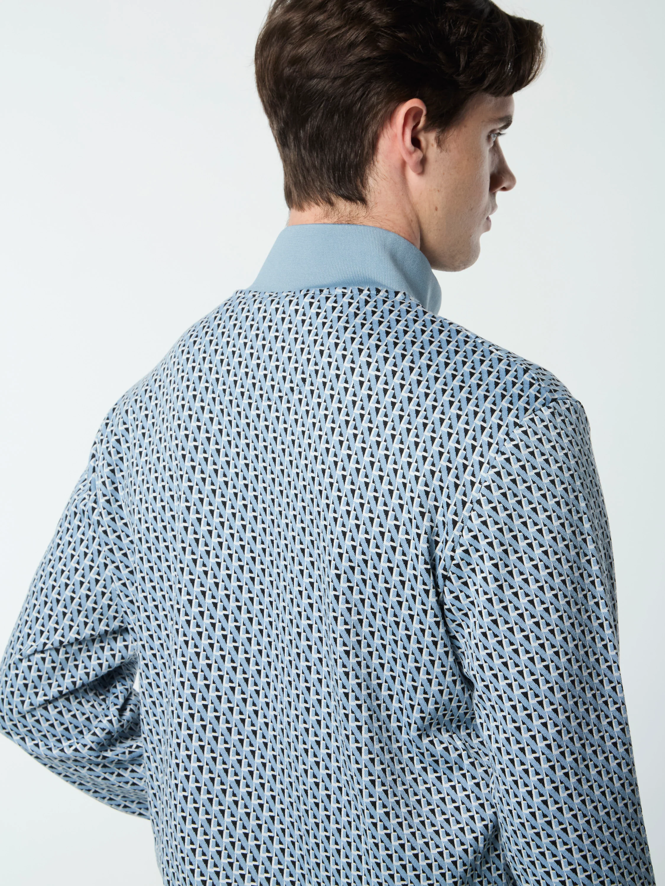 Paolo Knit Track Jacket- Faded Denim - Image 6