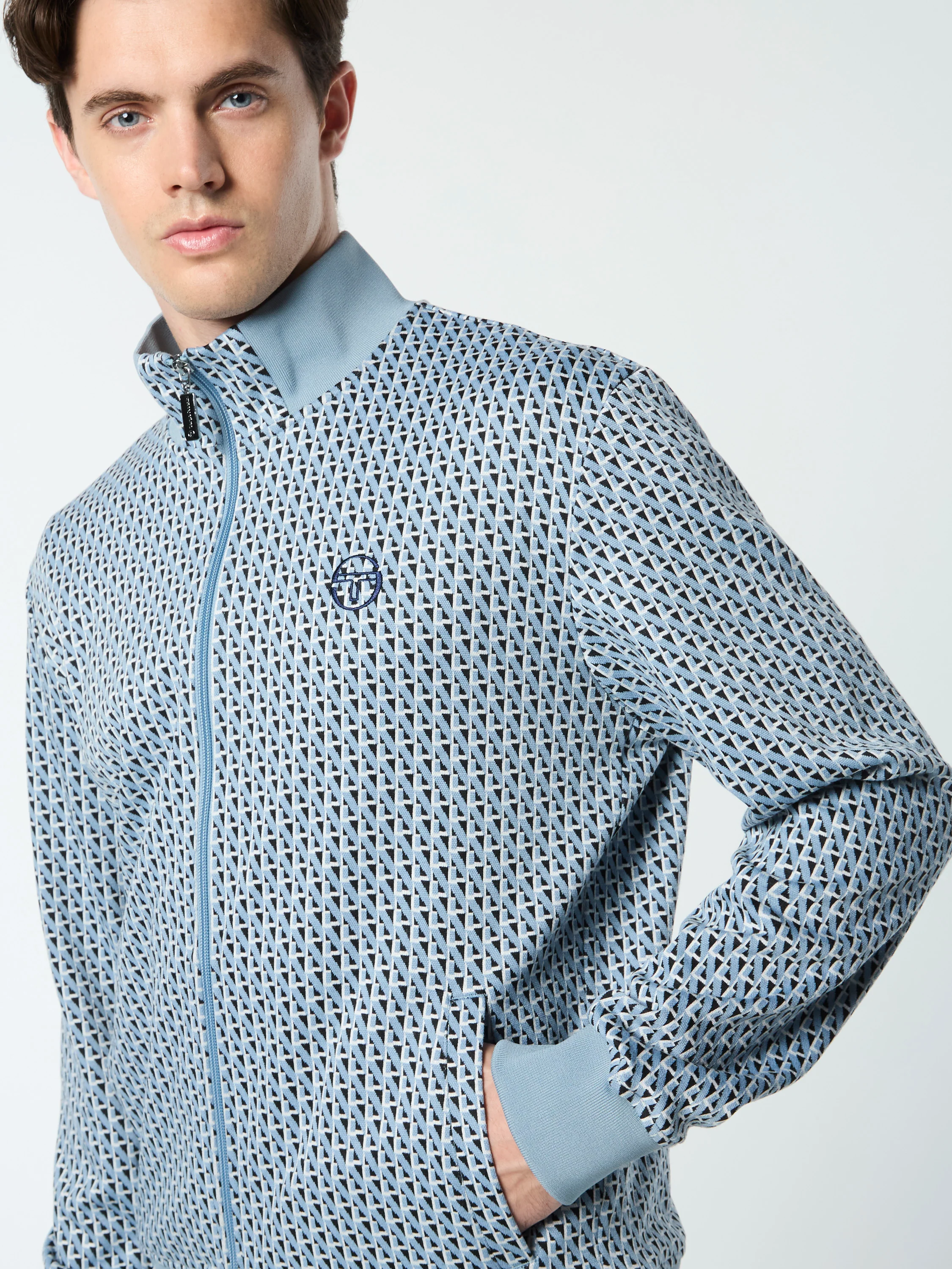 Paolo Knit Track Jacket- Faded Denim - Image 7