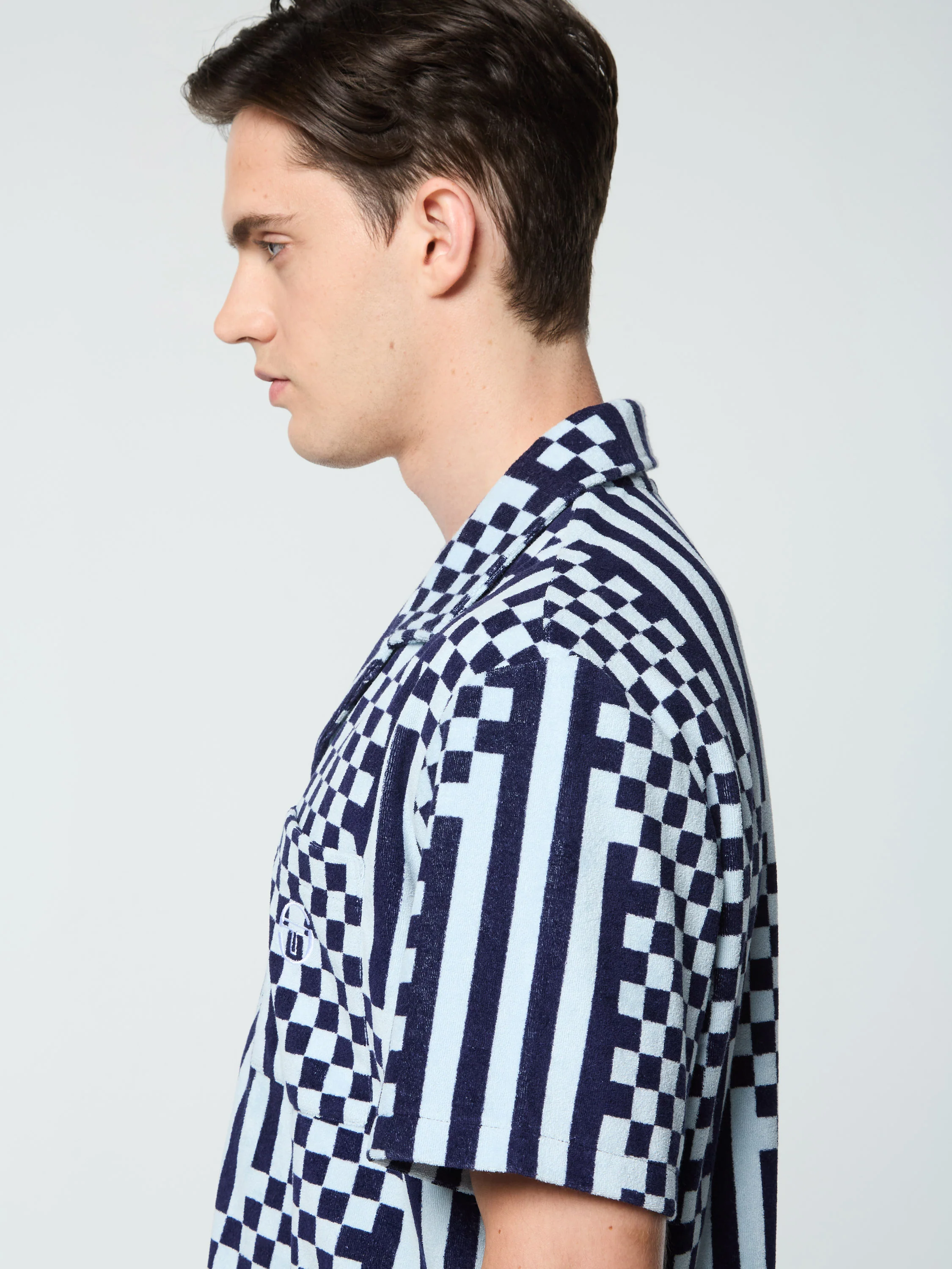 Piastrella Terry Cabana Shirt- Maritime Blue - Image 8