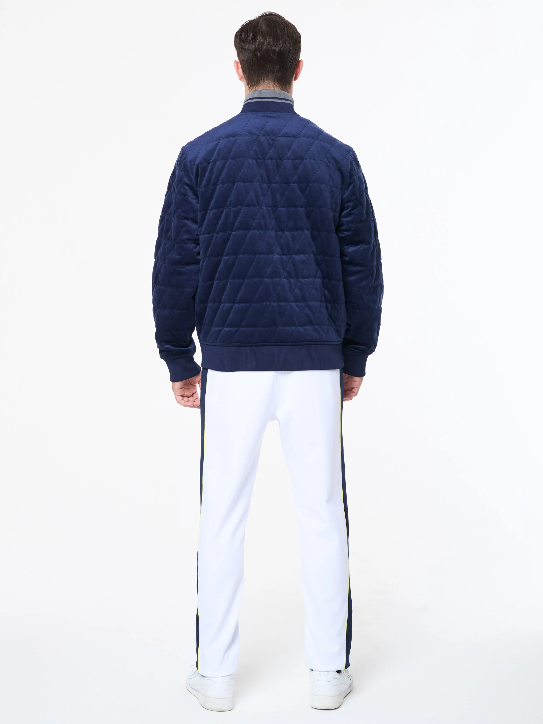 Redi Quilted Velour Bomber Jacket- Maritime Blue - Image 5