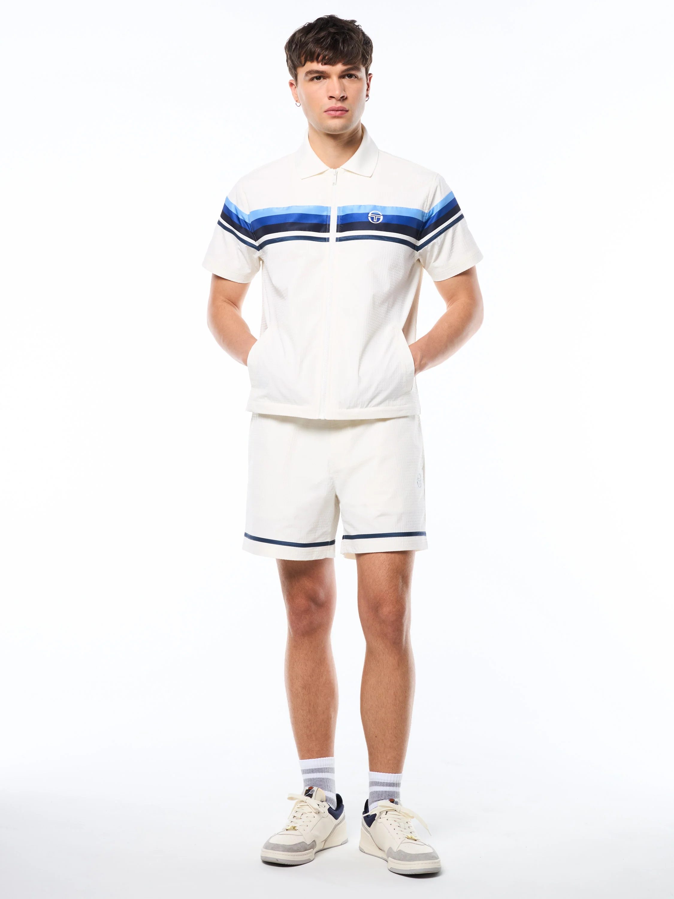 Striscia Short Sleeve Track Jacket-Gardenia - Image 3