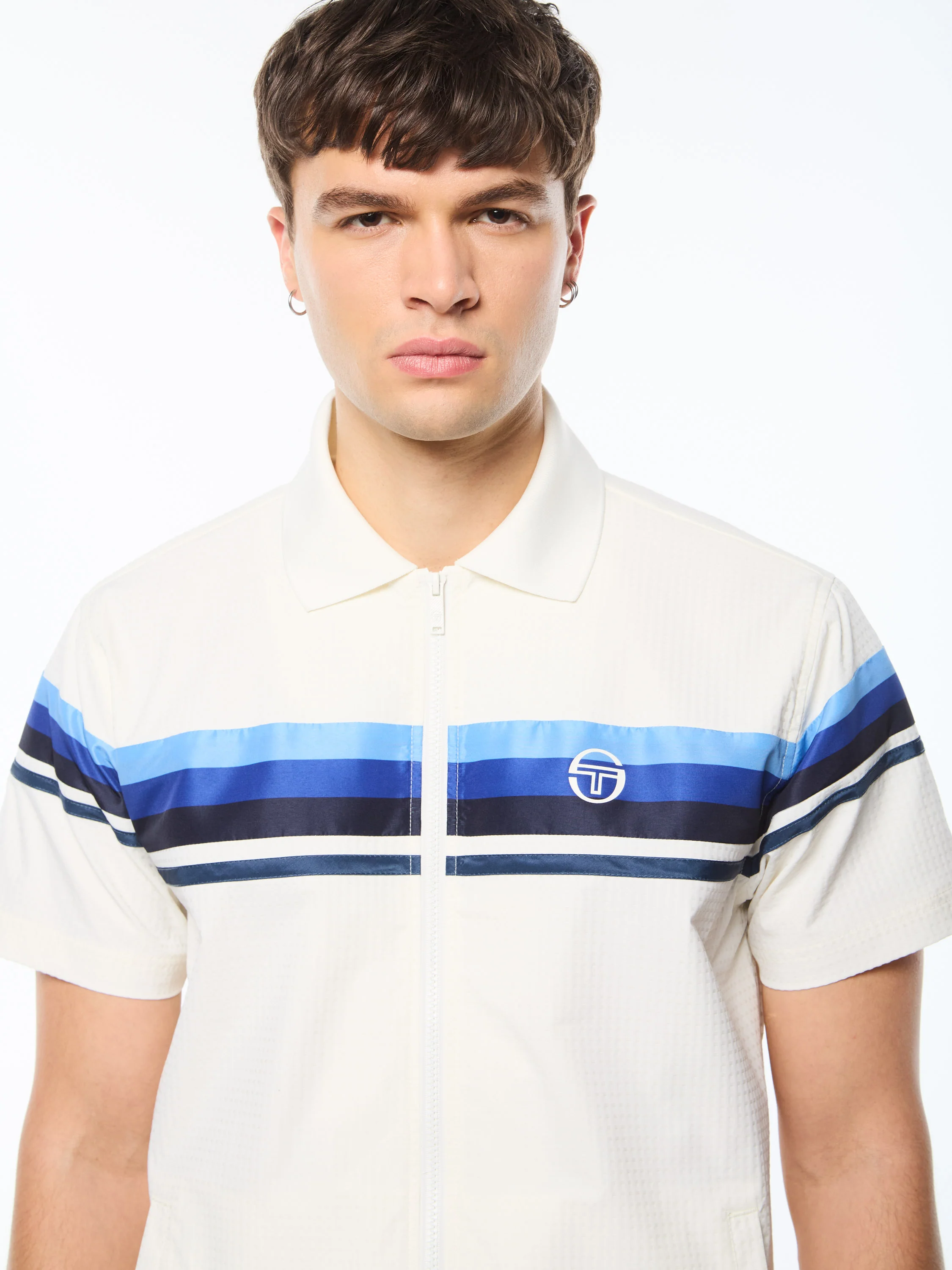 Striscia Short Sleeve Track Jacket-Gardenia - Image 7