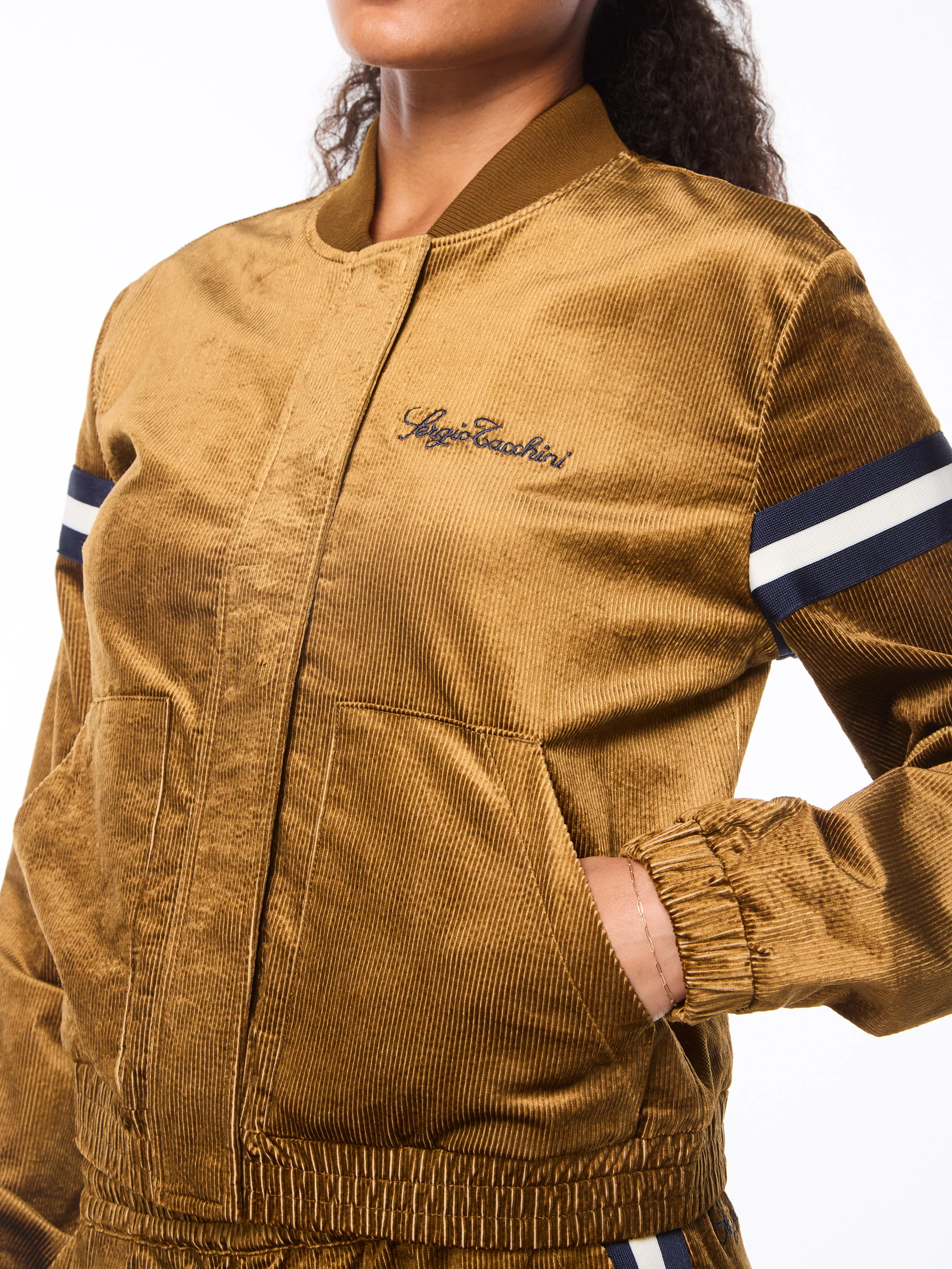 Women's Cordurato Track Jacket- Bronze Brown - Image 6