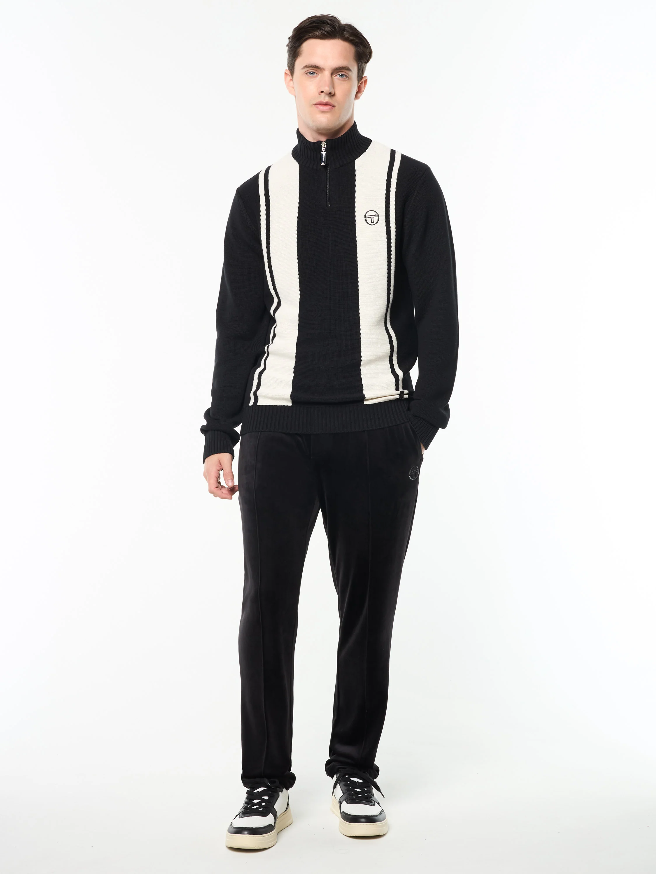 Young Line Knit Polo- Black/ Gardenia - Image 3