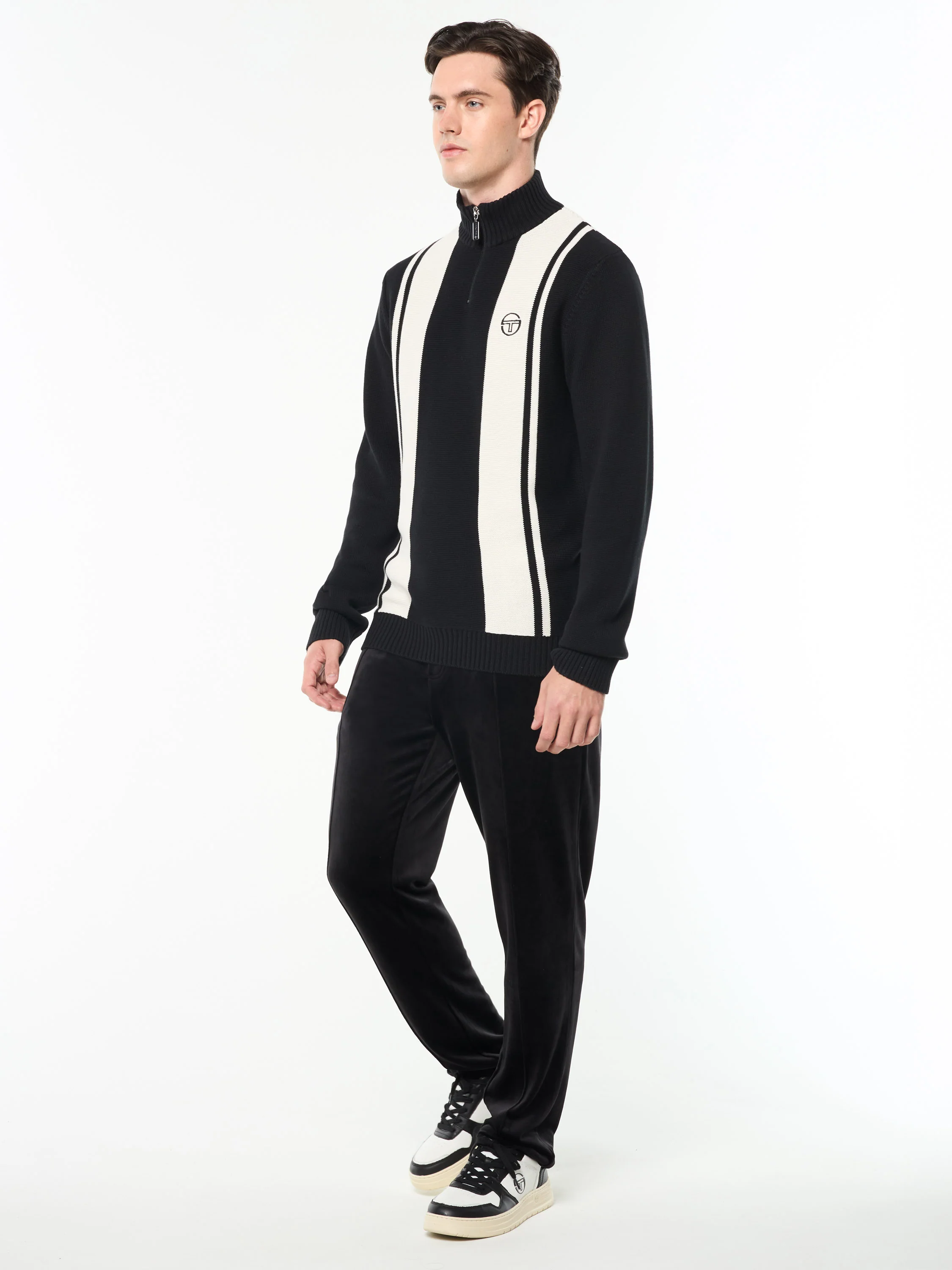 Young Line Knit Polo- Black/ Gardenia - Image 4
