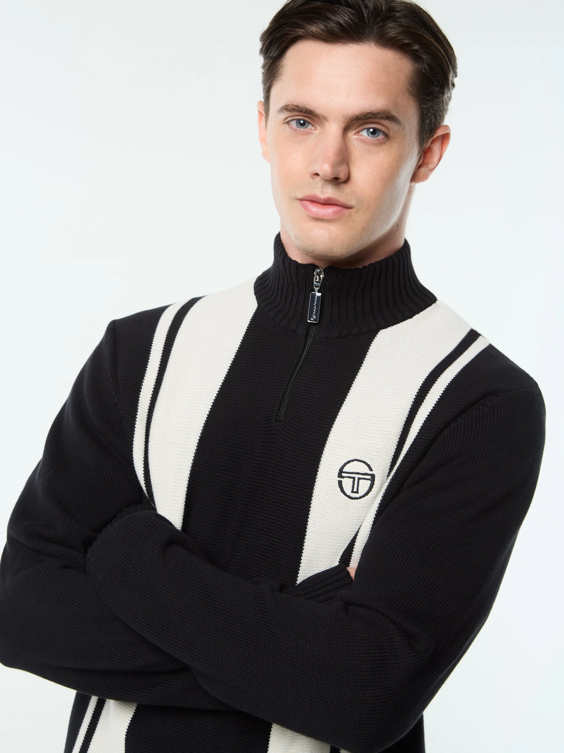 Young Line Knit Polo- Black/ Gardenia - Image 7